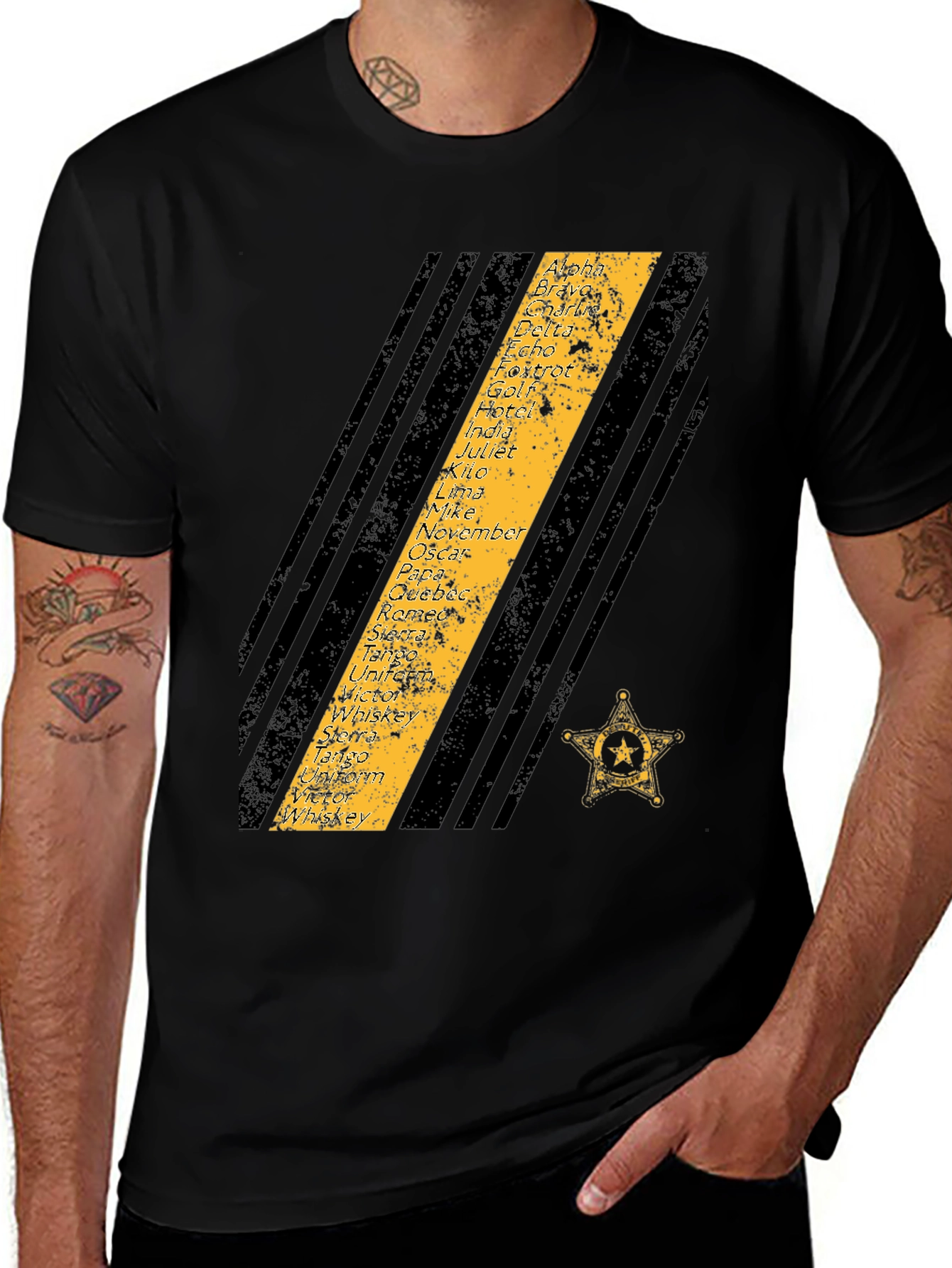 Phonetic Alphabet Sheriff Star T-Shirt