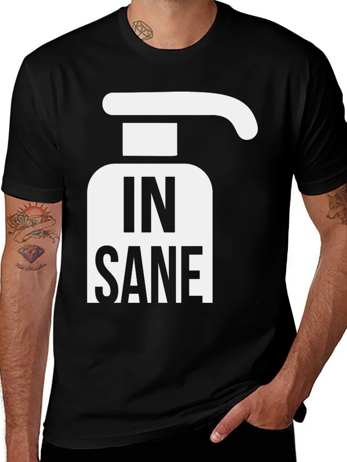 Variant 11 of Insane Humor Graphic Tee - Black Cotton Blend Shirt