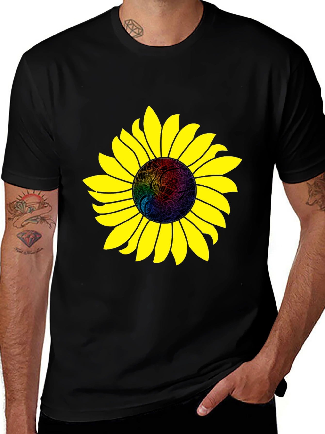 Variant 27 of Sunflower Graphic Print Black T-Shirt