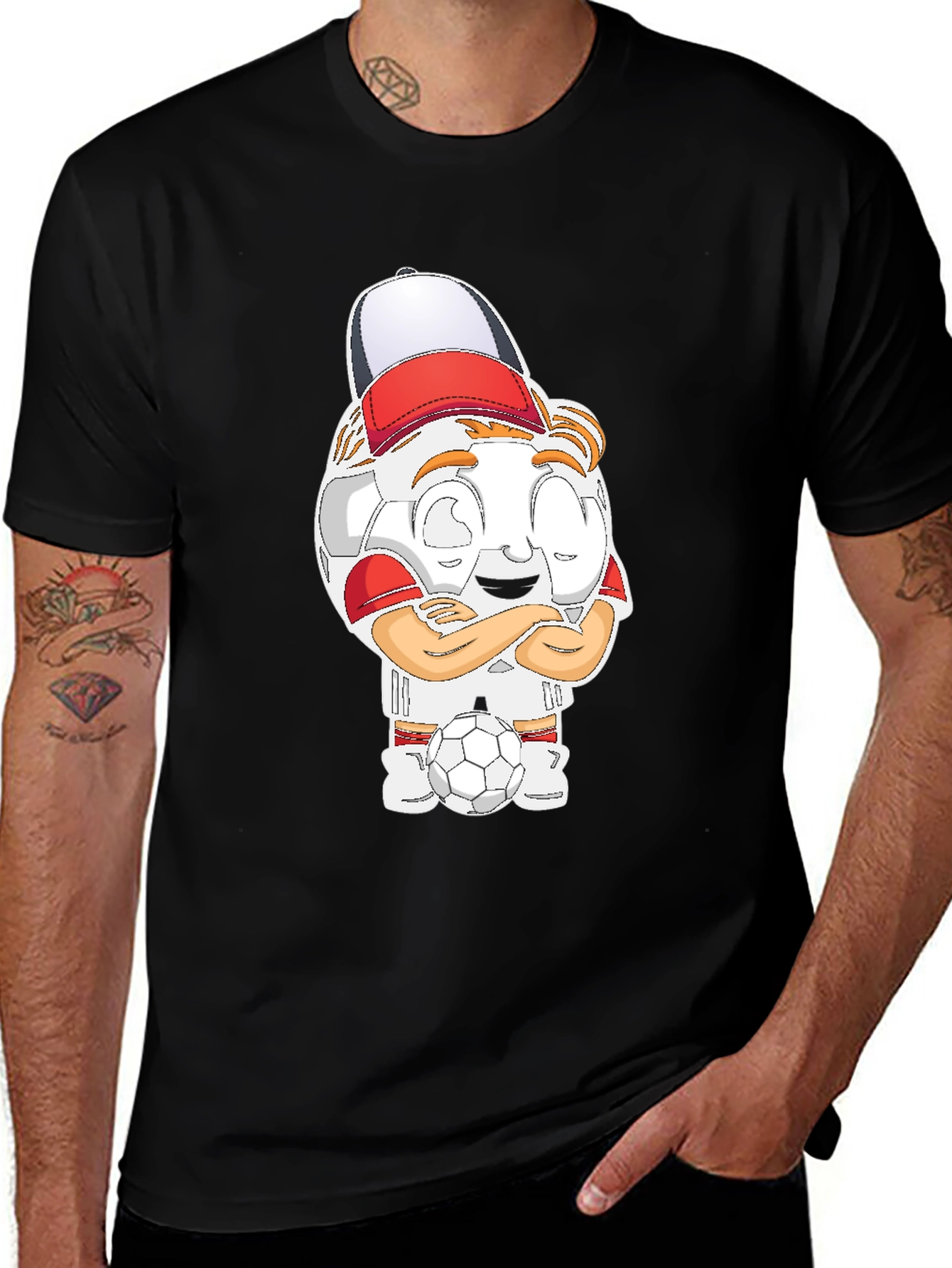 Variant 11 of Soccer Cartoon Black T-Shirt