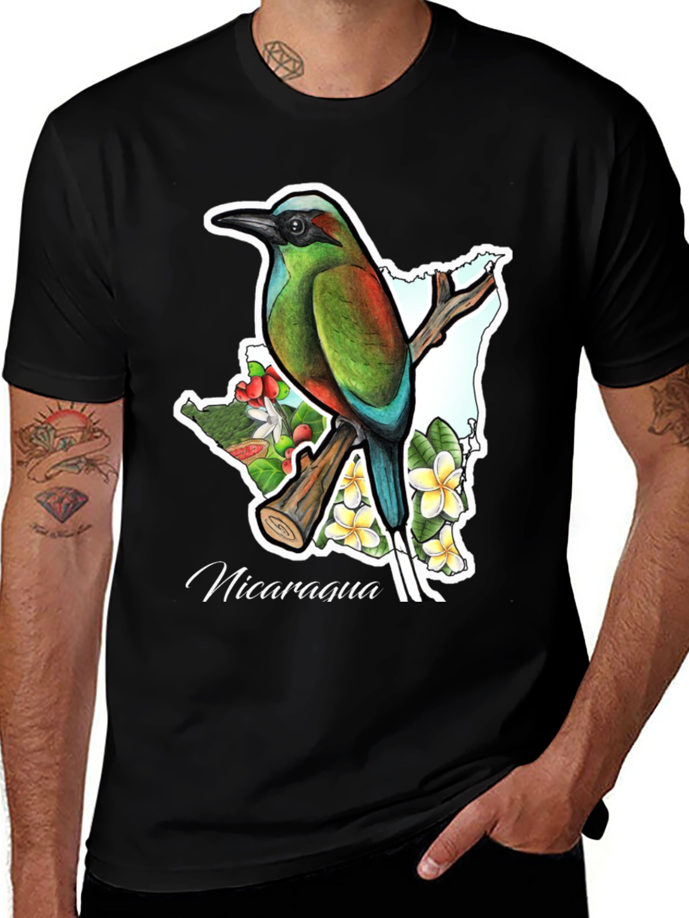 Variant 14 of Nicaragua Bird & Flowers Graphic T-Shirt