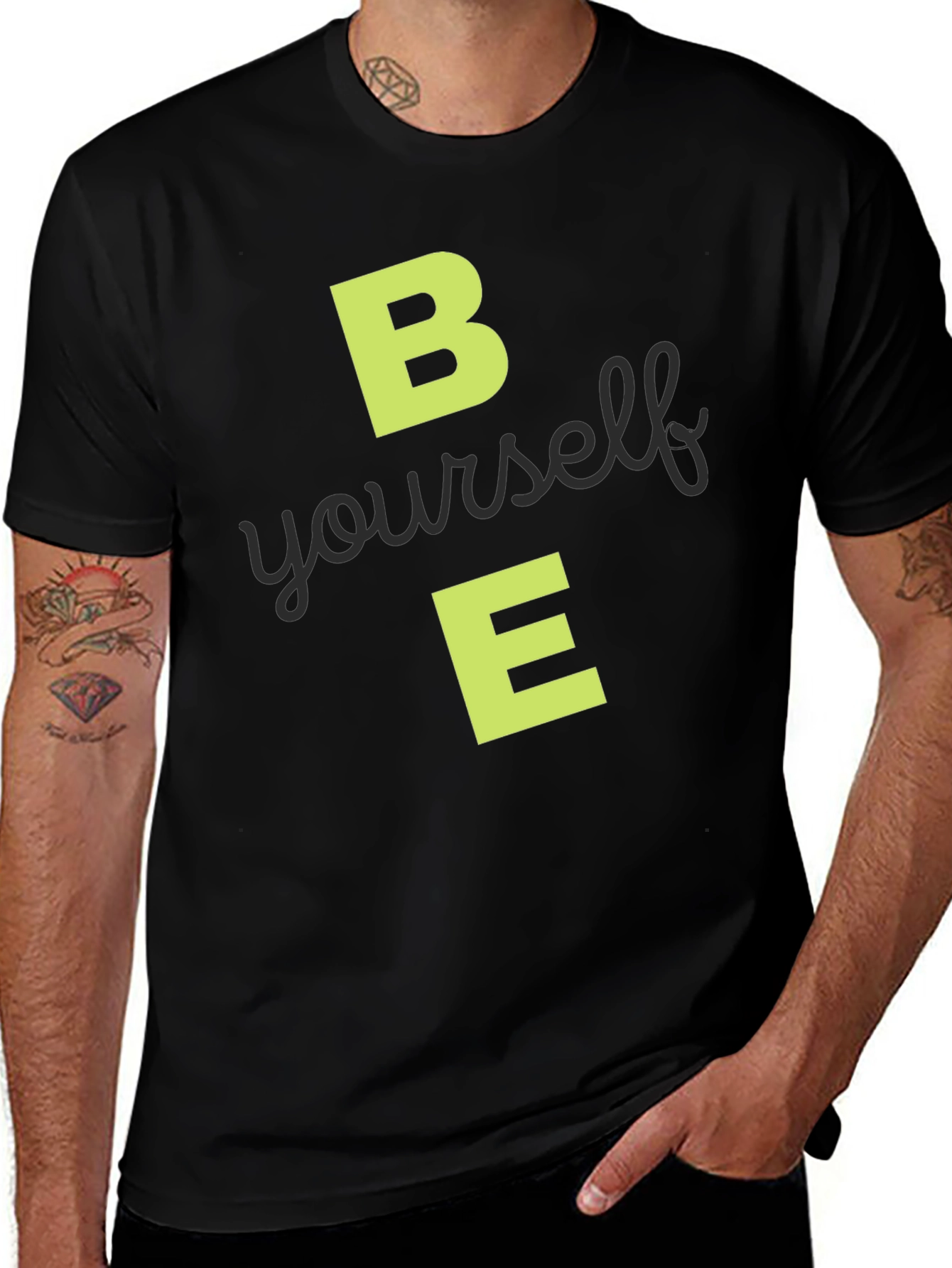 Variant 10 of Be Yourself Stylish Graphic Tee - Black