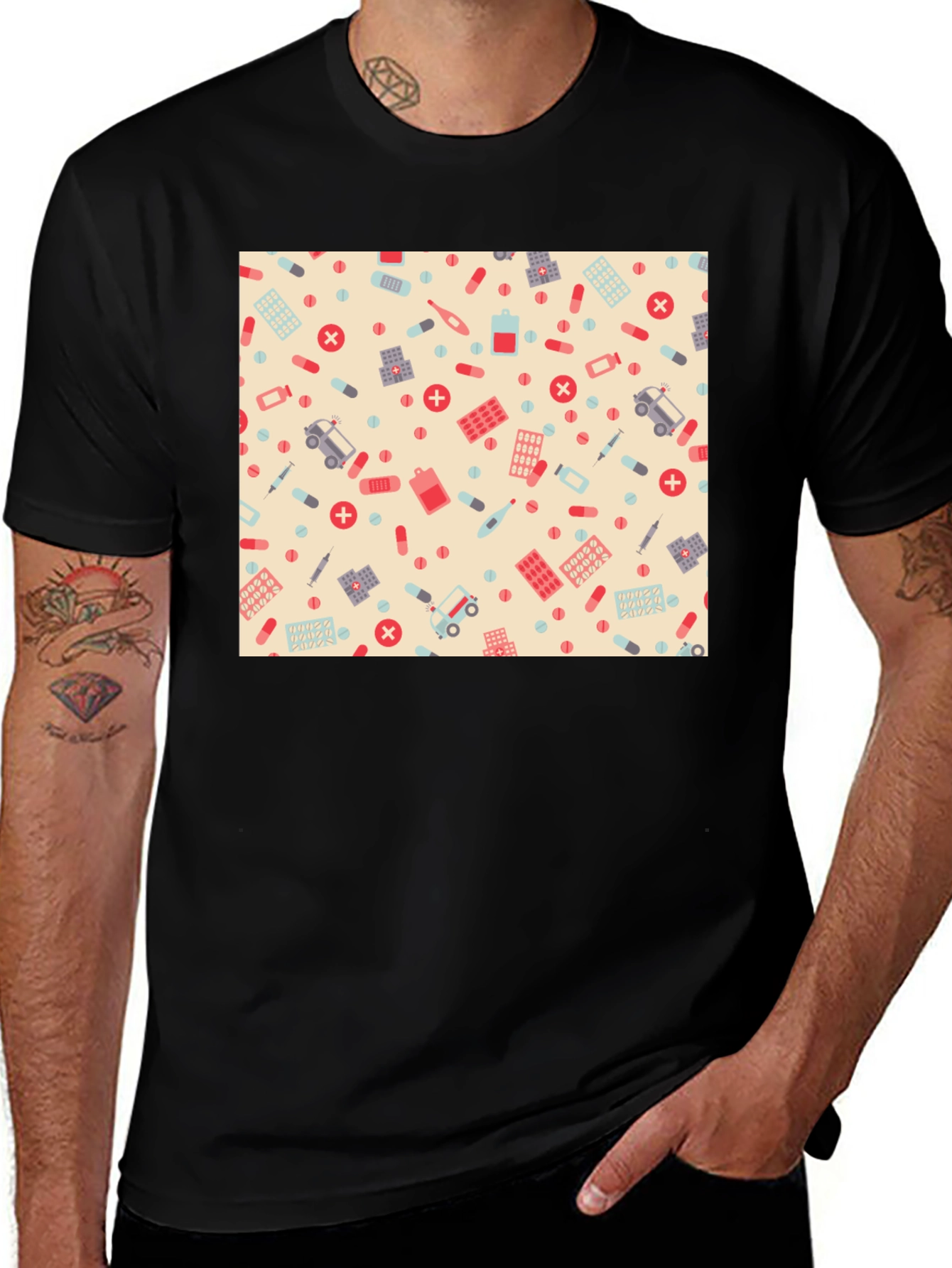 Novelty Healthcare Patterned T-Shirt