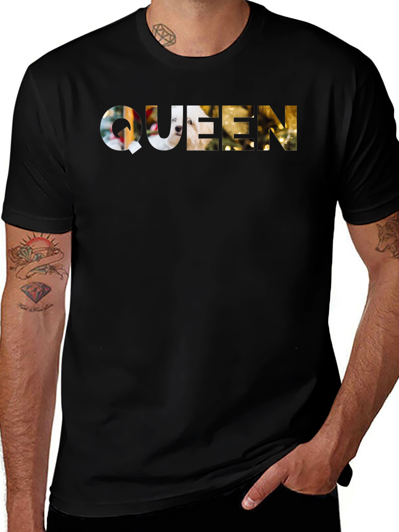 Variant 16 of Queen Dog Graphic Black T-Shirt
