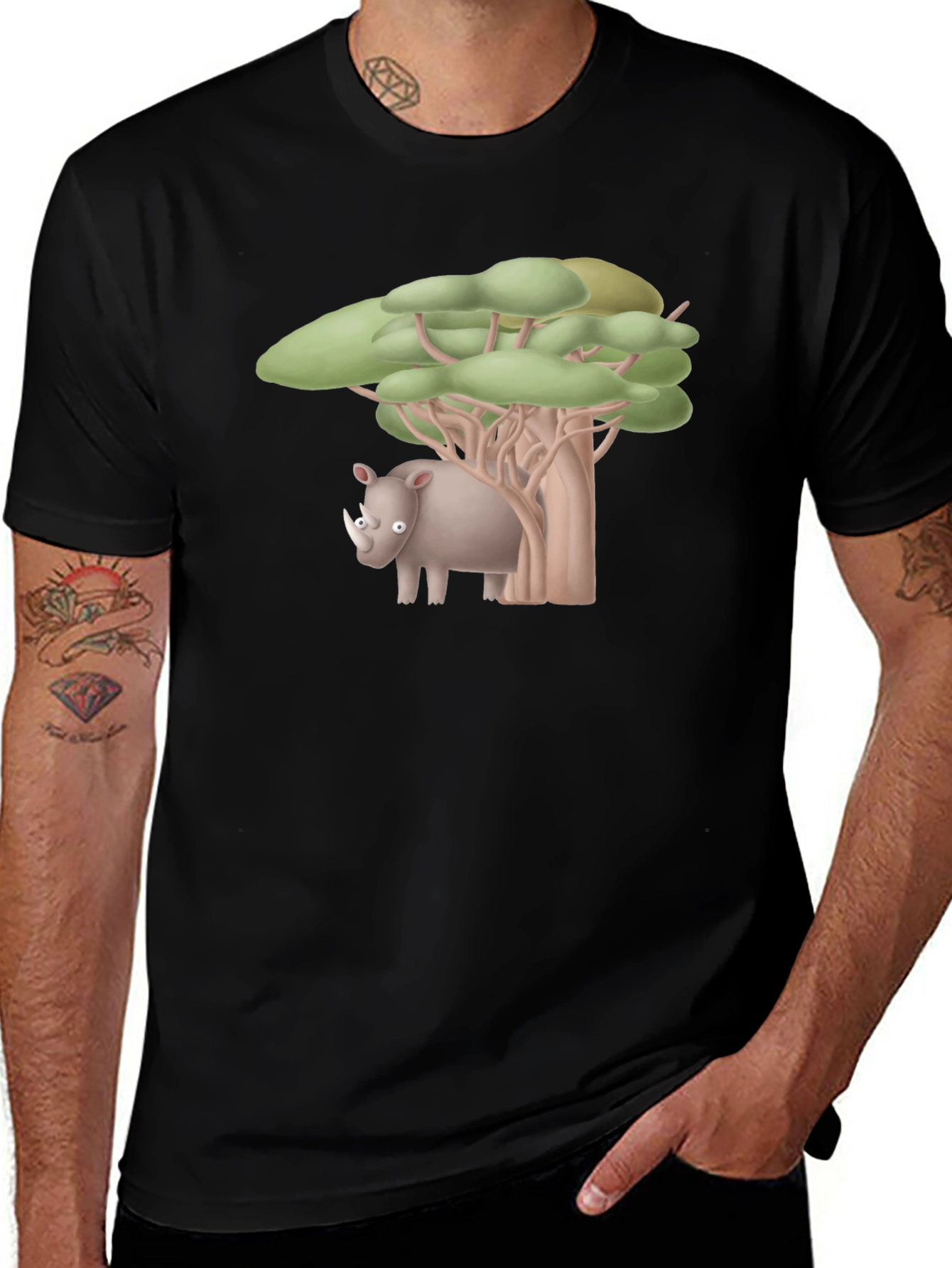 Variant 13 of Rhino Under Tree Graphic Tee