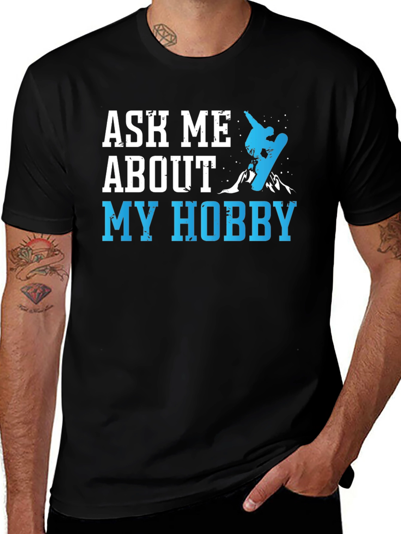 Variant 14 of Ask Me About My Hobby Snowboarding T-Shirt