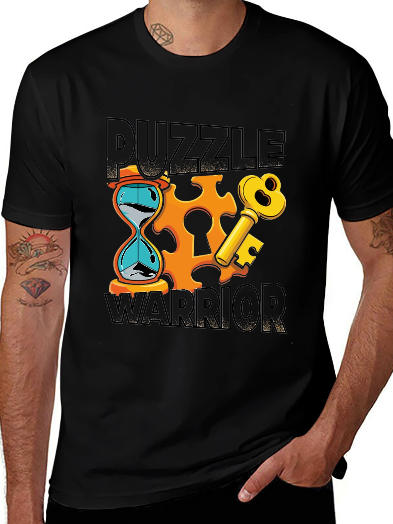 Puzzle Warrior T-Shirt - Hourglass, Key Design