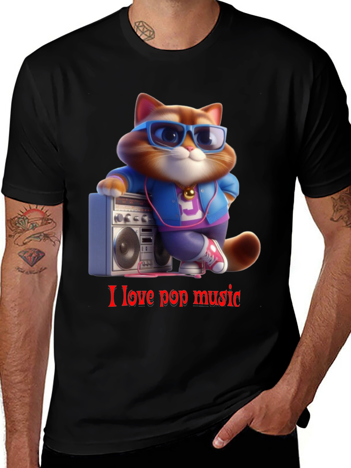 Variant 30 of Pop Music Cat Graphic Tee - Cool & Unique
