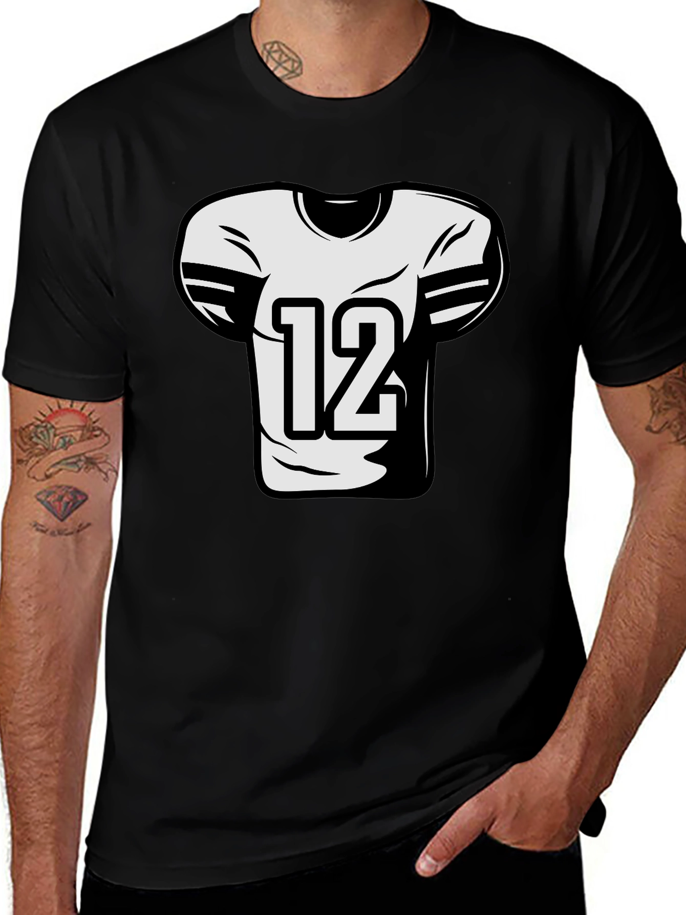 Football Jersey Number 12 Graphic Tee