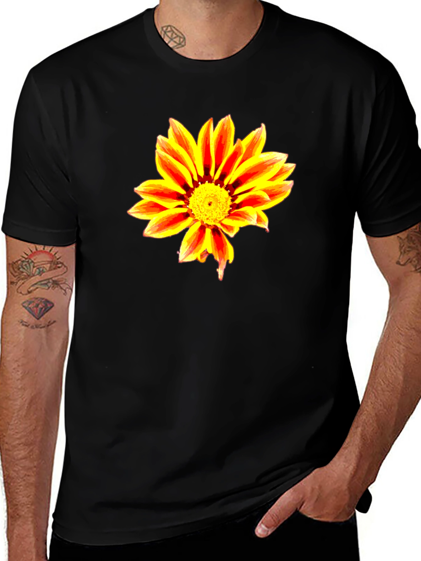 Variant 5 of Bold Flower Graphic Black T-Shirt