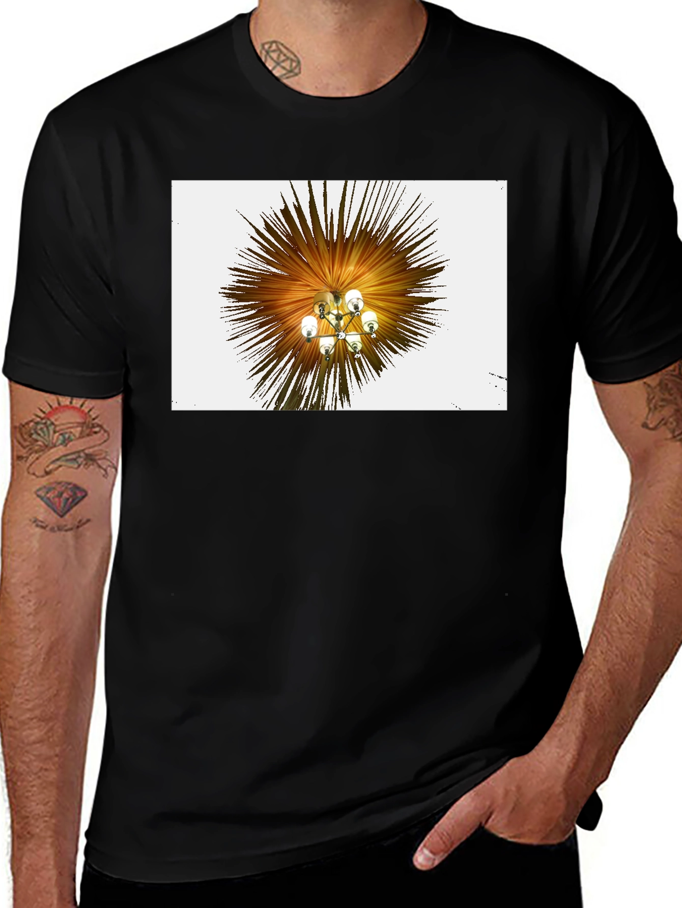 Variant 18 of Abstract Chandelier Graphic Tee - Stylish Black T-Shirt