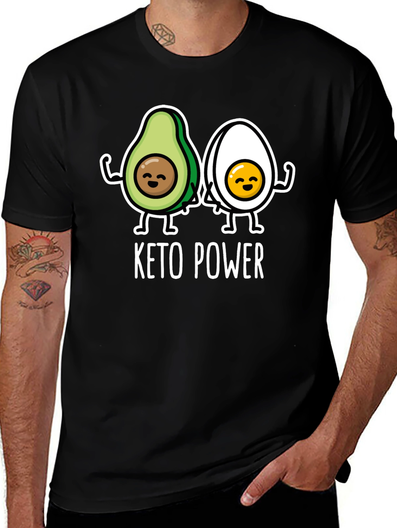 Keto Power T-Shirt - Avocado & Egg Design