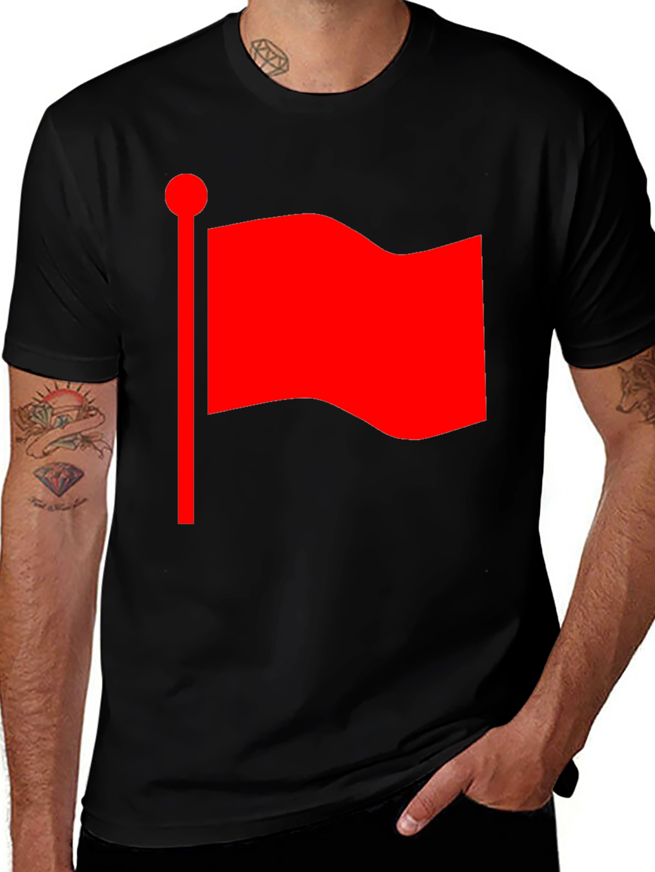 Variant 25 of Red Flag Graphic Tee - Bold Statement Shirt
