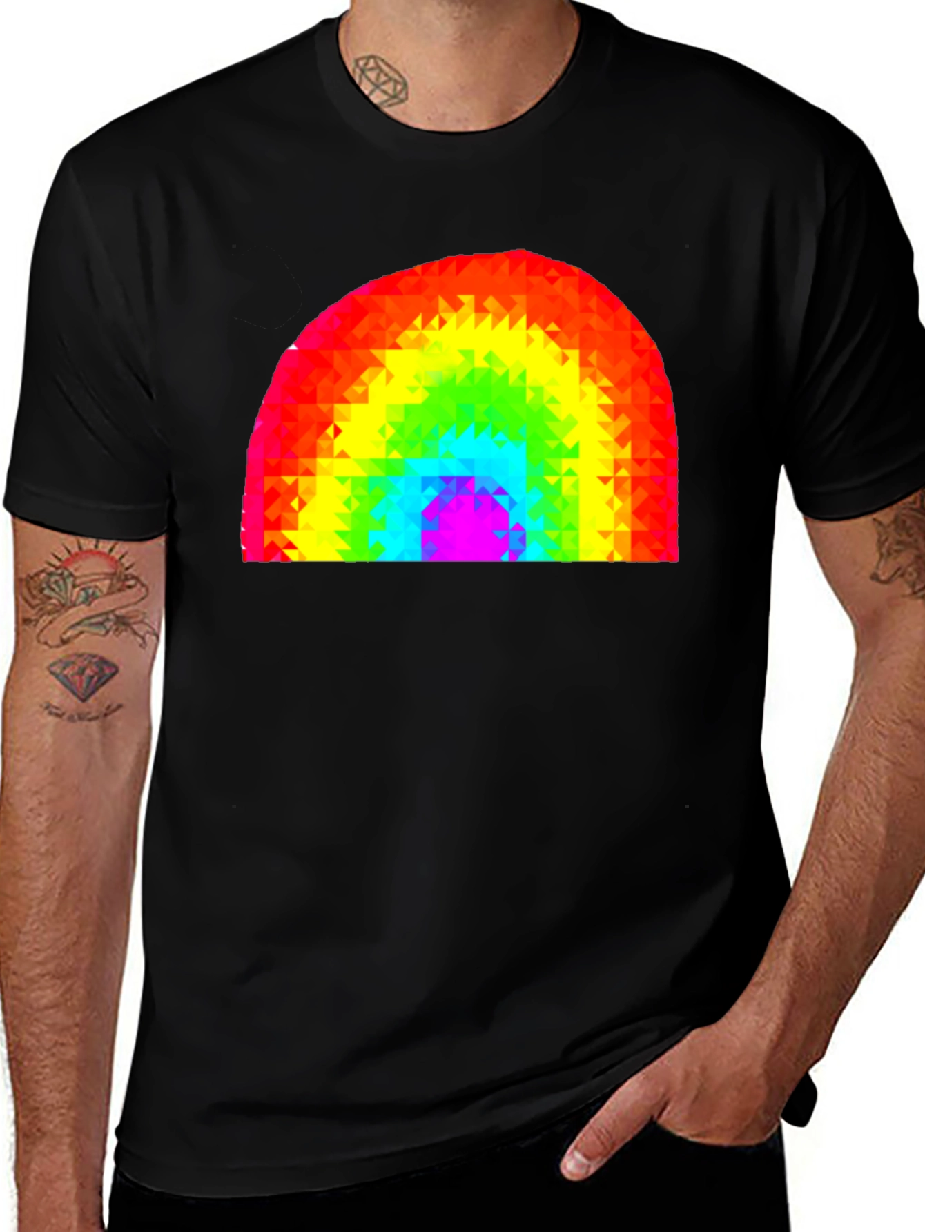 Variant 8 of Rainbow Pixel Art Black T-Shirt