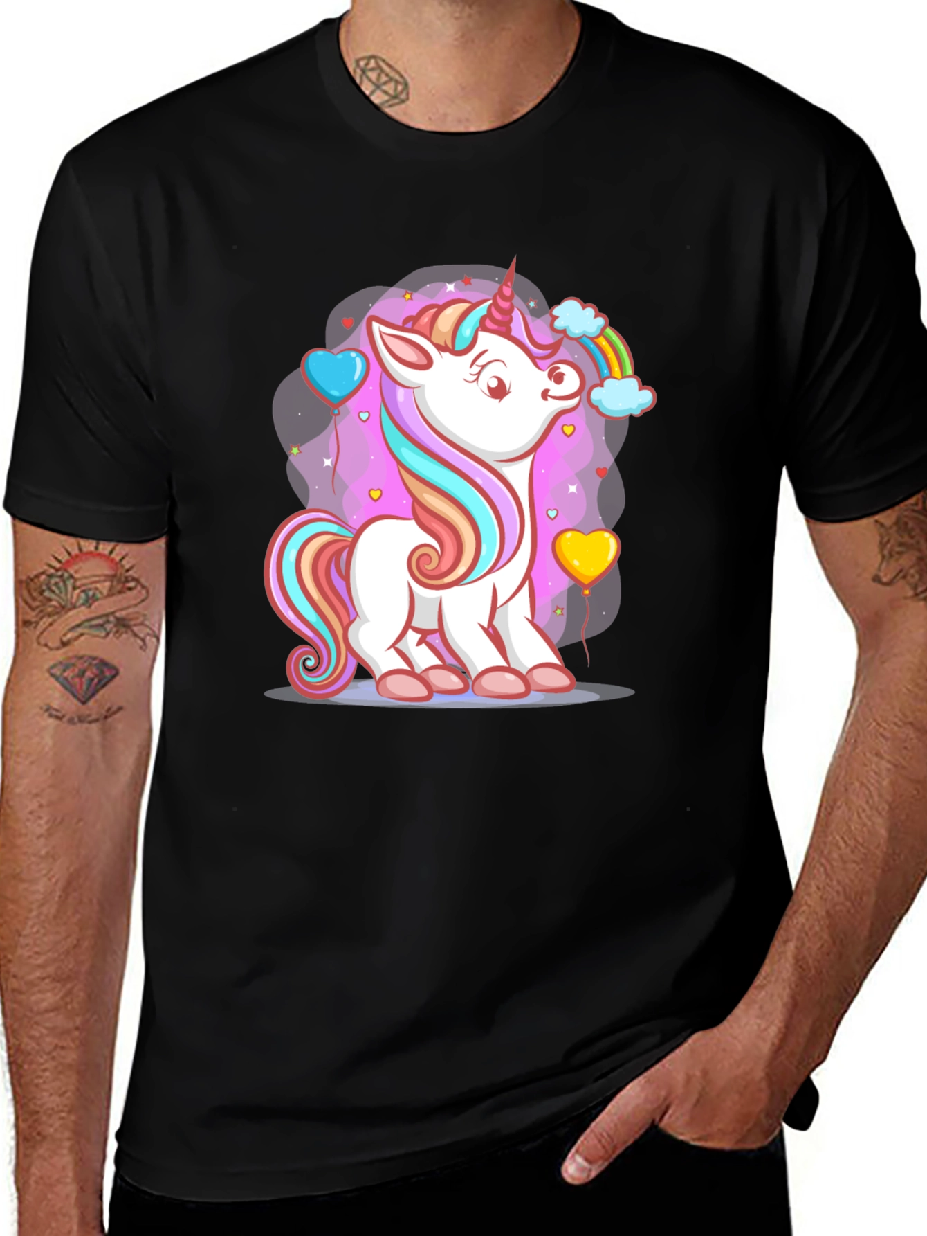 Variant 7 of Unicorn Graphic Tee - Black Cotton T-Shirt