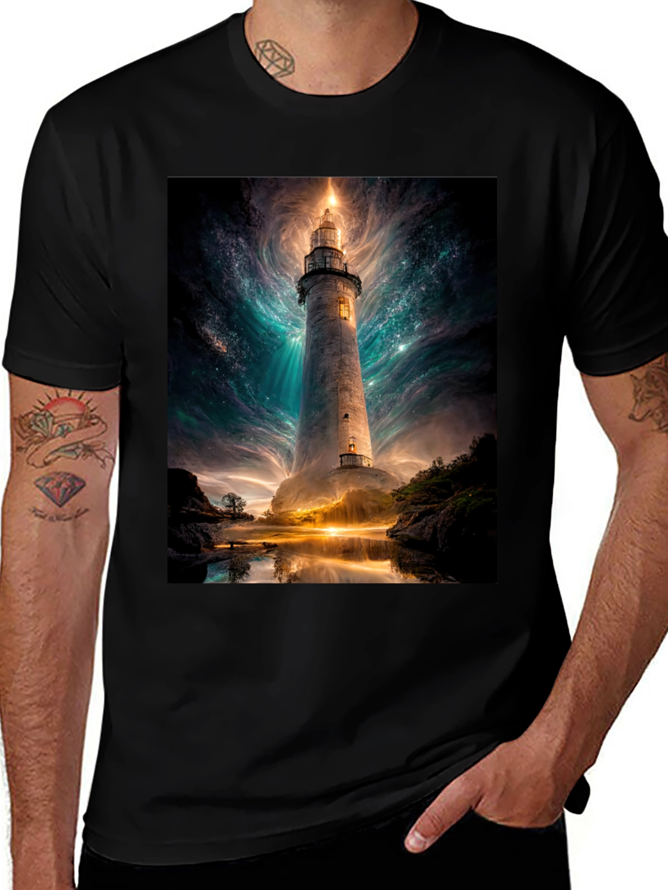 Variant 5 of Lighthouse Fantasy T-Shirt - Premium Cotton Tee