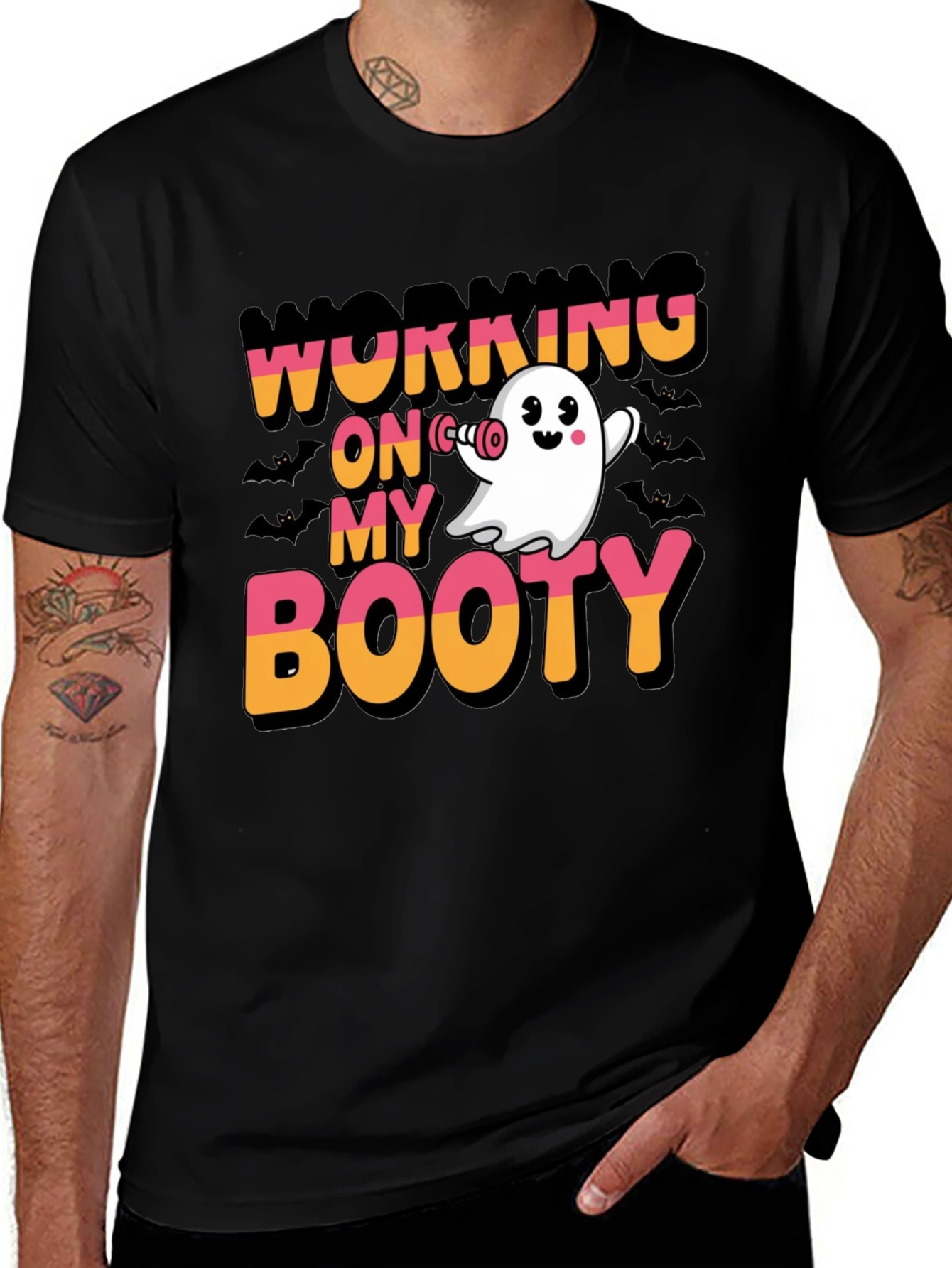 Halloween Workout Ghost T-Shirt - Working on My Booty