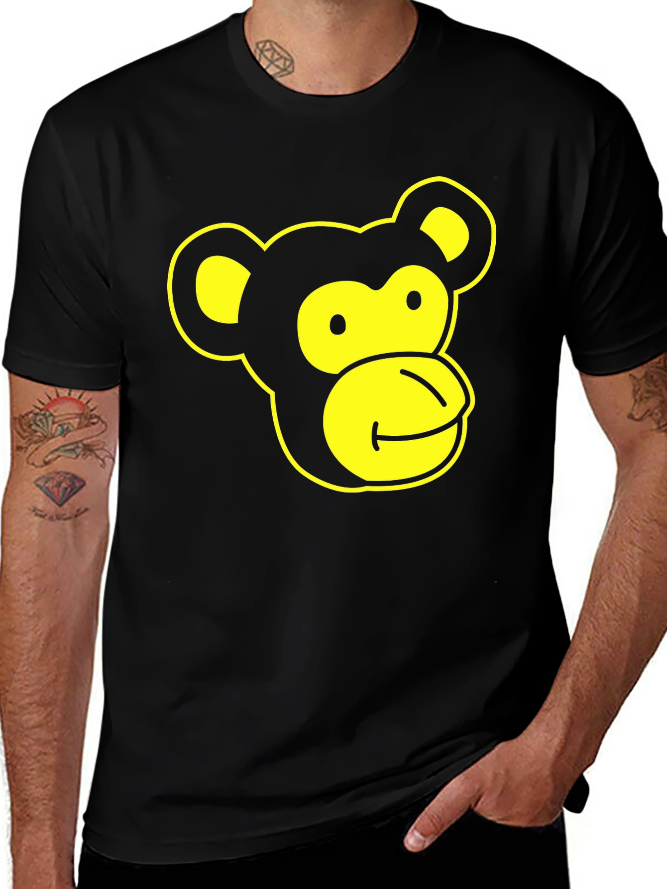 Variant 27 of Monkey Face Graphic T-Shirt - Black