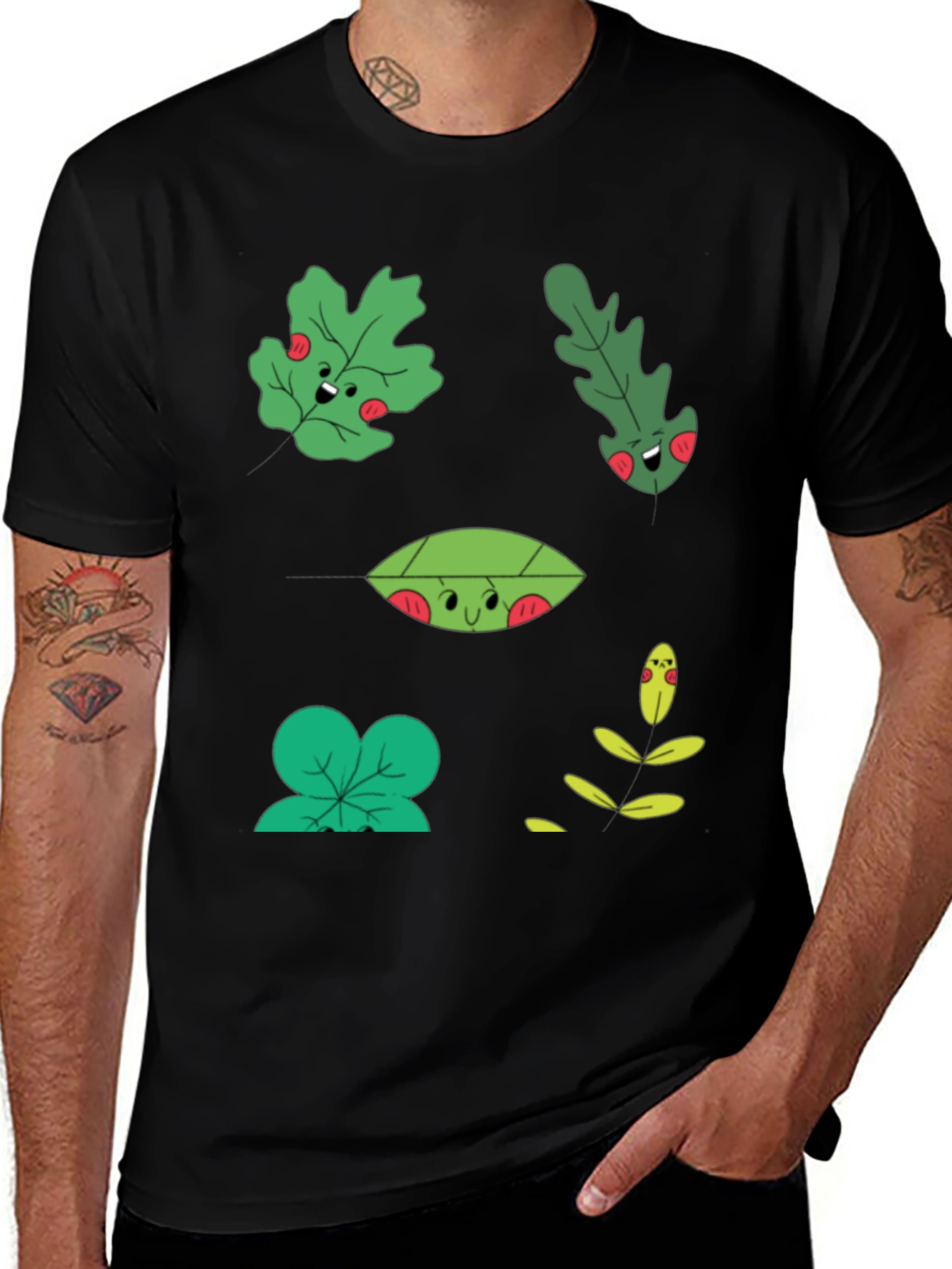 Variant 14 of Leaf Character Black Graphic Tee