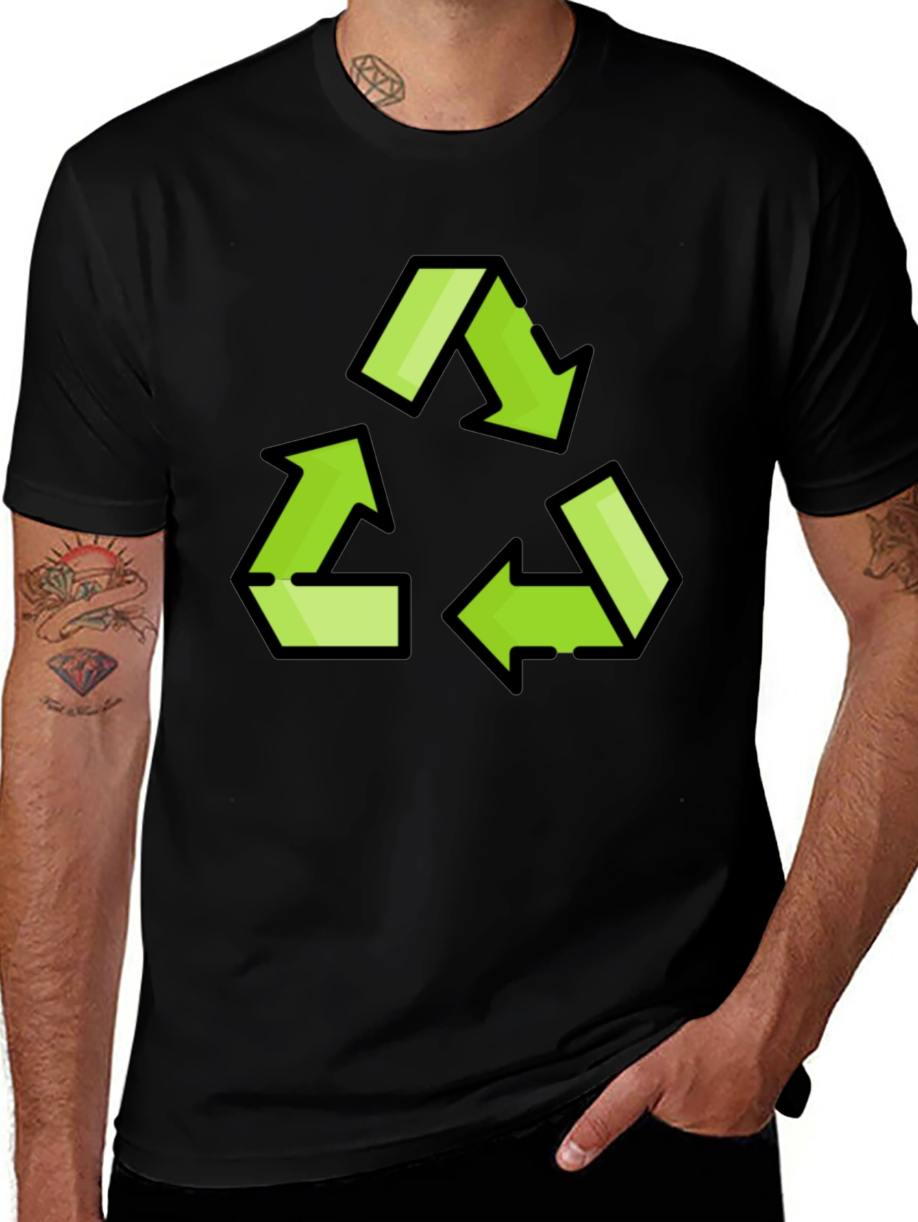 Variant 7 of Recycle Symbol Black T-Shirt - Eco Friendly Fashion