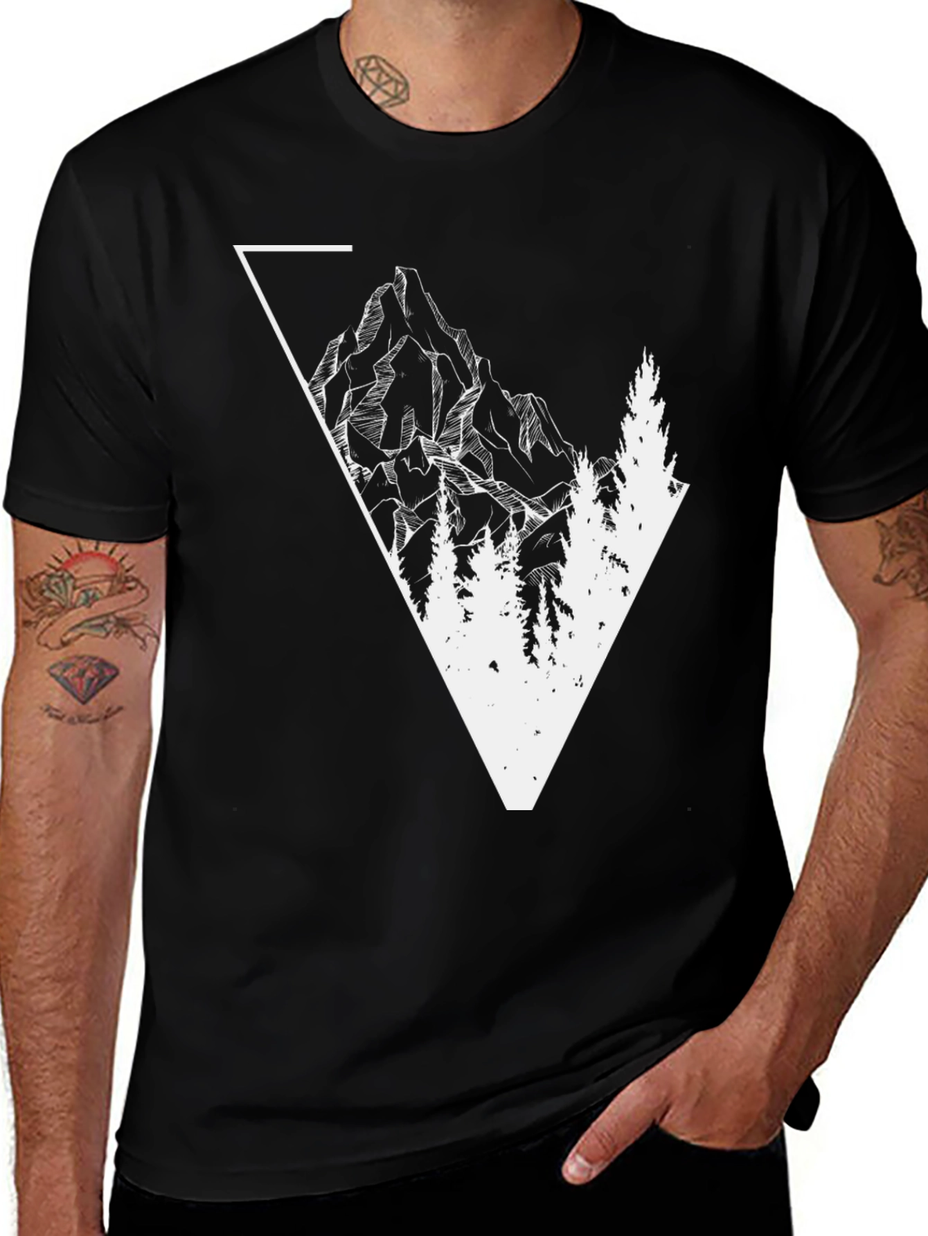 Variant 16 of Mountain Graphic T-Shirt - Black Casual Tee