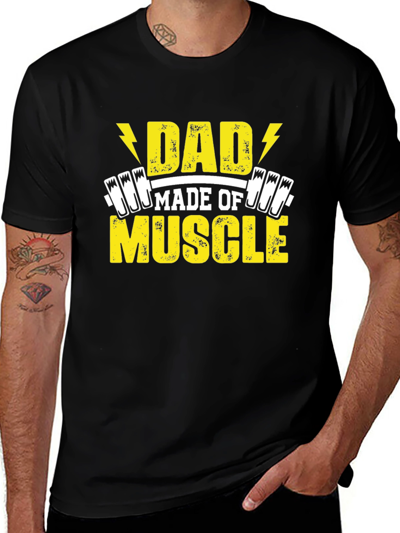 Variant 22 of Dad Made of Muscle Black T-Shirt