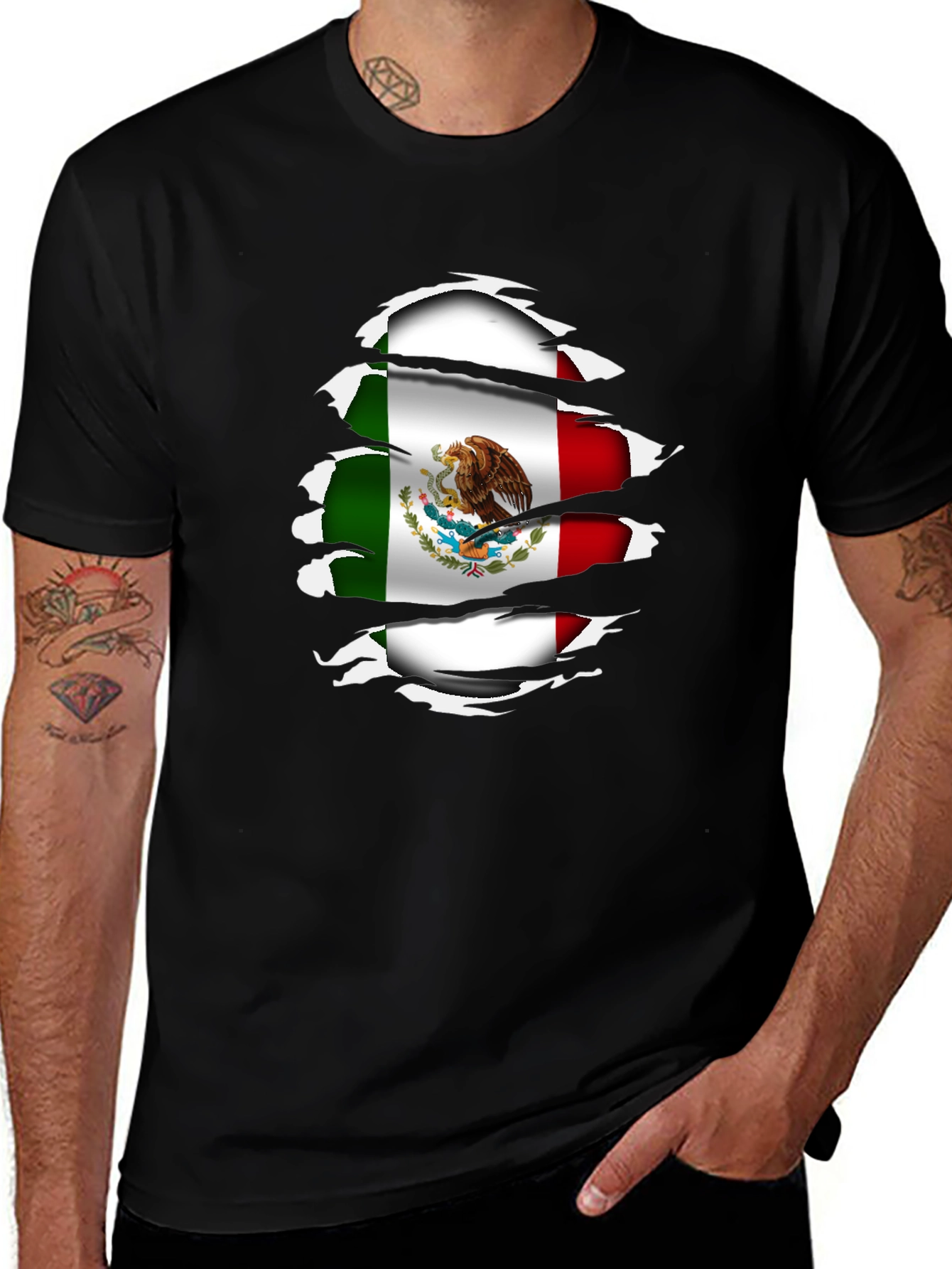 Mexico Flag Ripped Shirt - Stylish Patriotic Tee