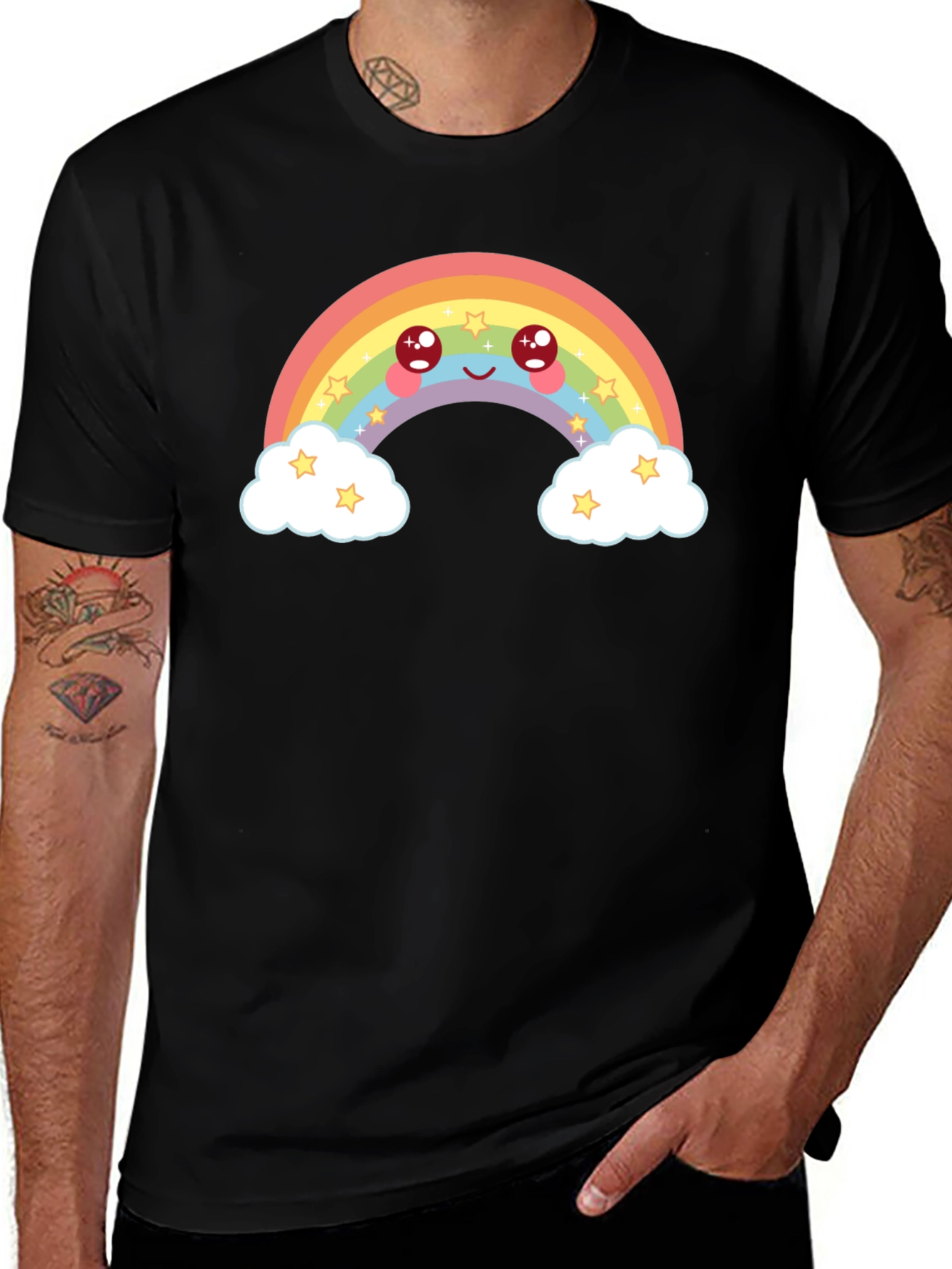 Variant 28 of Cute Rainbow Graphic Tee - Black T-Shirt