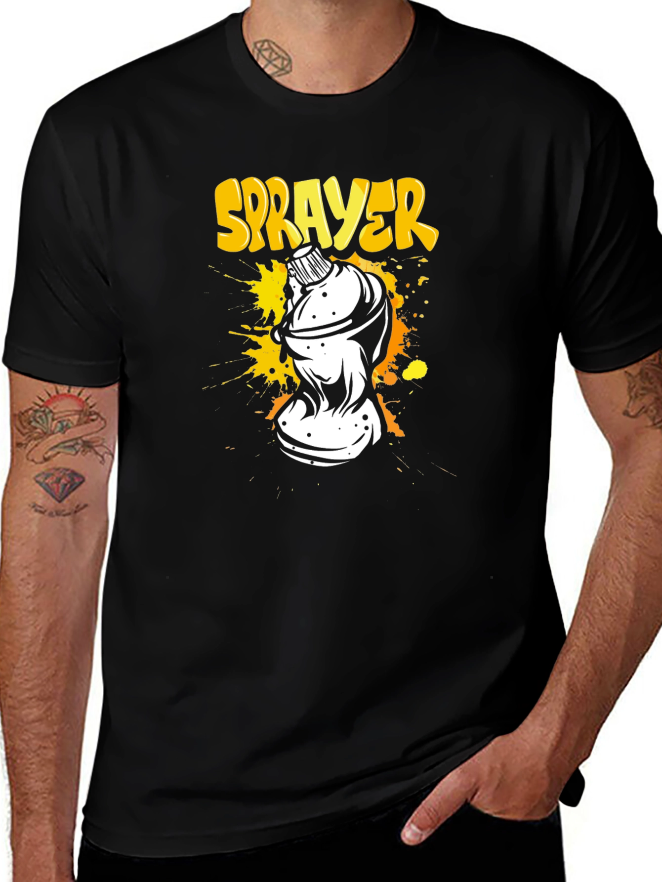Sprayer Graphic T-Shirt - Black Cotton Tee