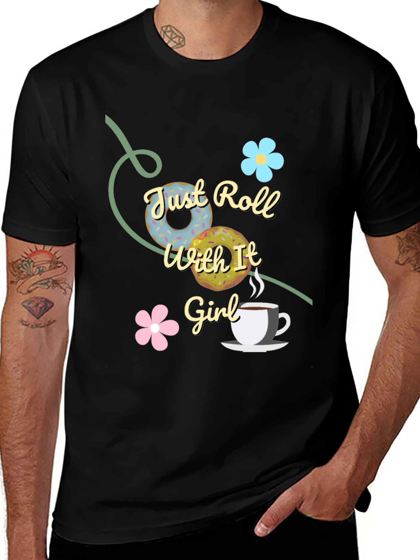Variant 7 of Just Roll With It Girl Black T-Shirt