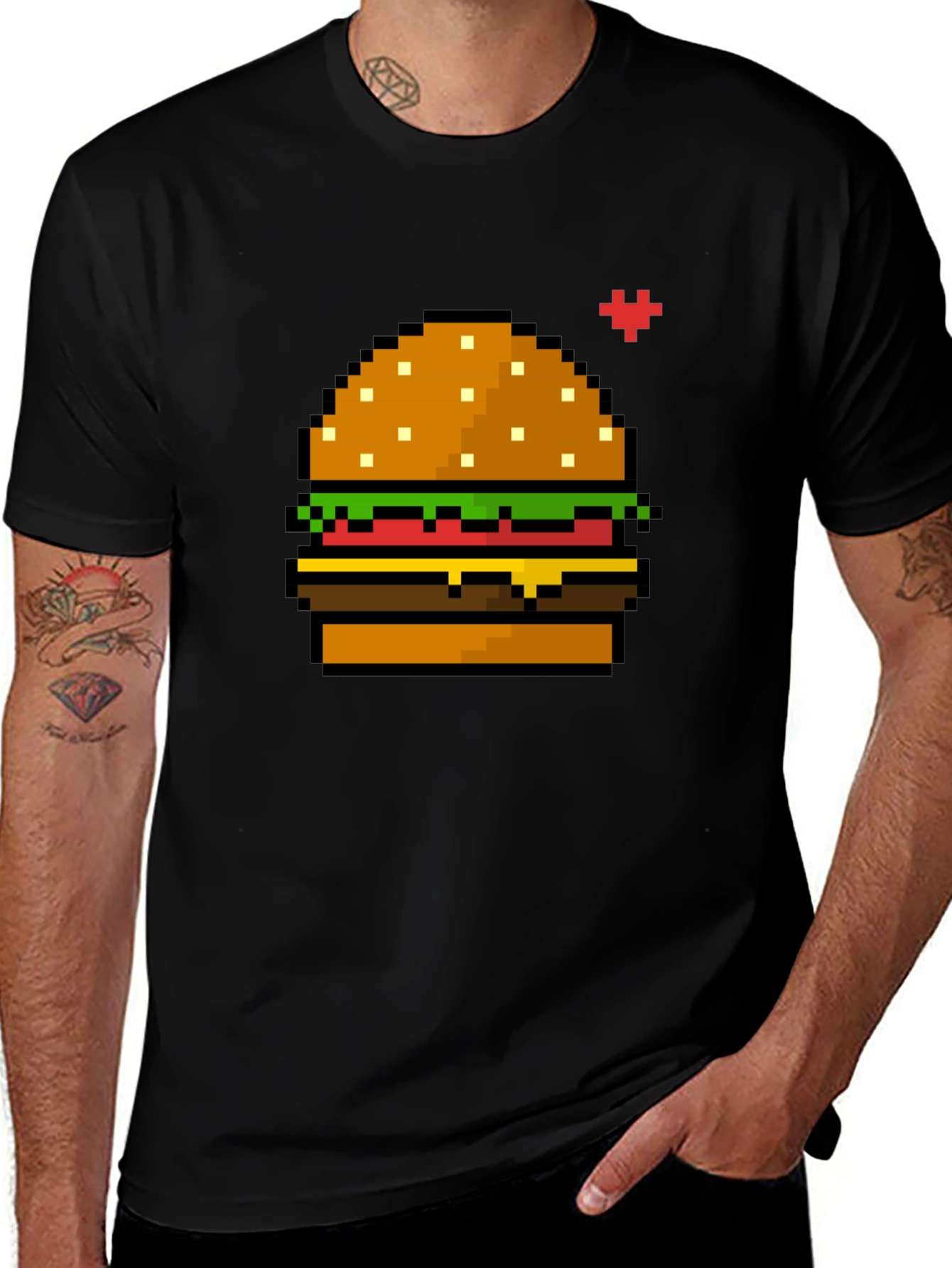 Variant 13 of Pixel Burger Graphic T-Shirt - Black