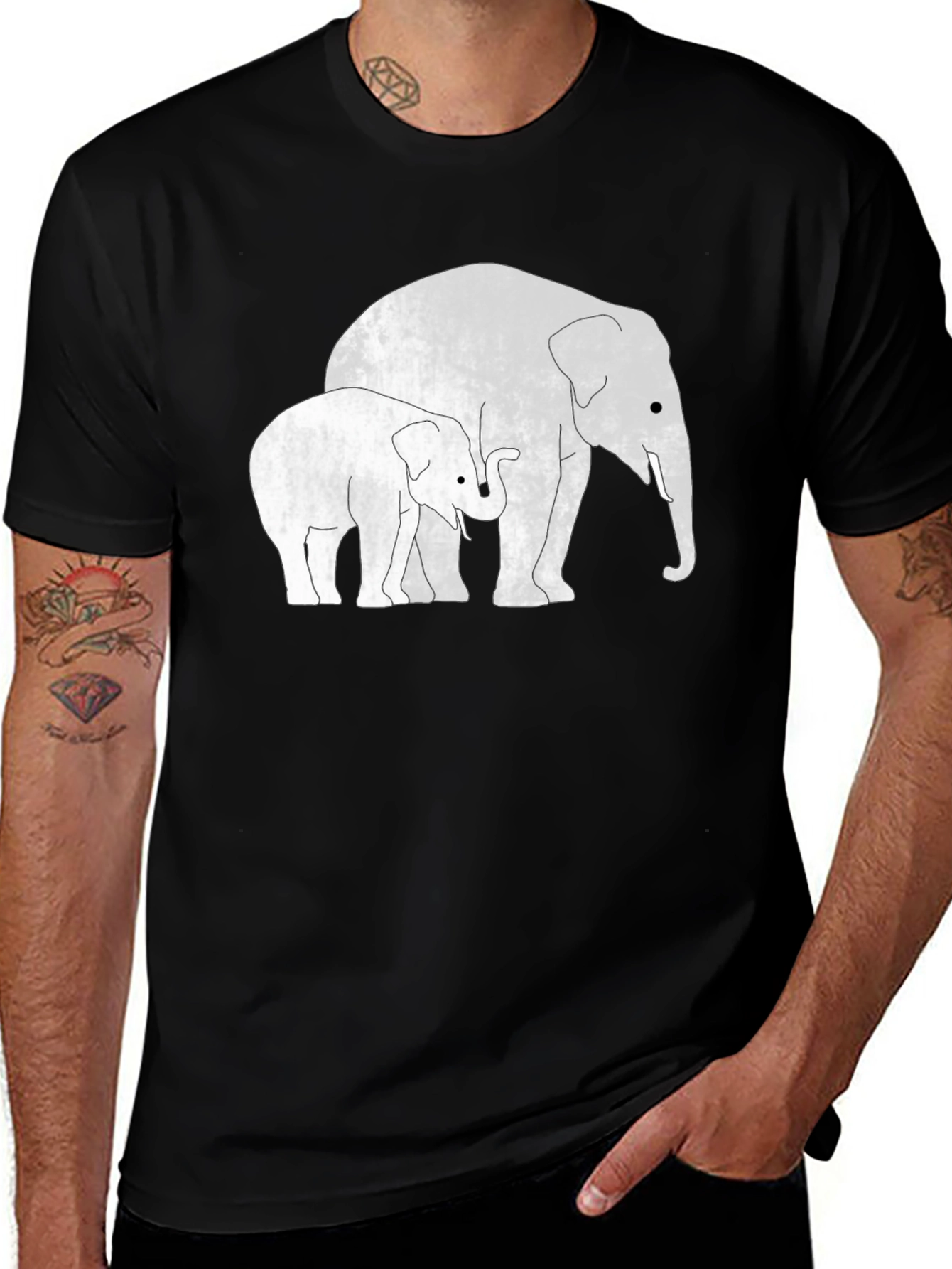 Elephant Family Black T-Shirt
