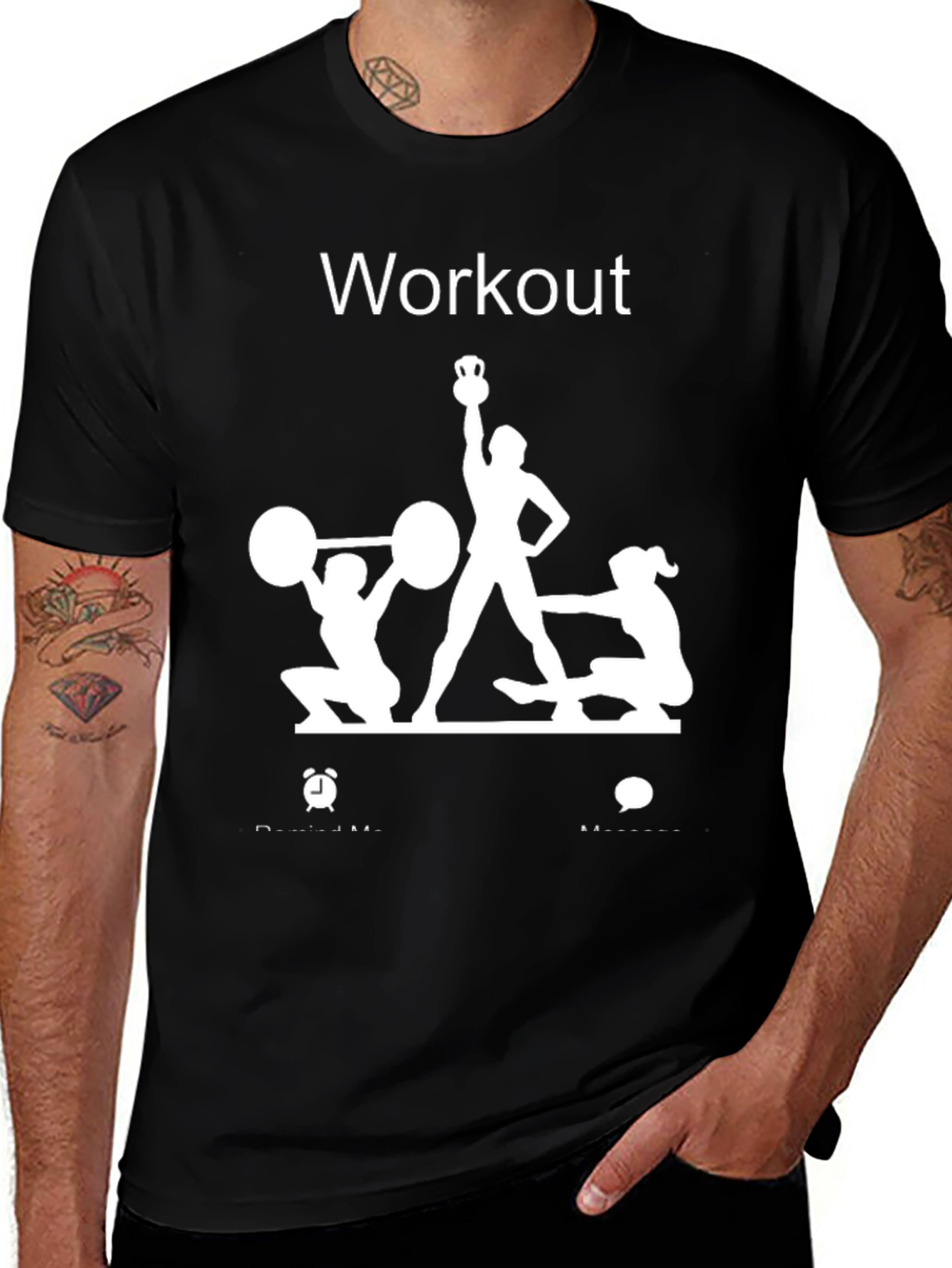 Variant 12 of Workout Graphic Tee - Black Cotton Fitness Shirt