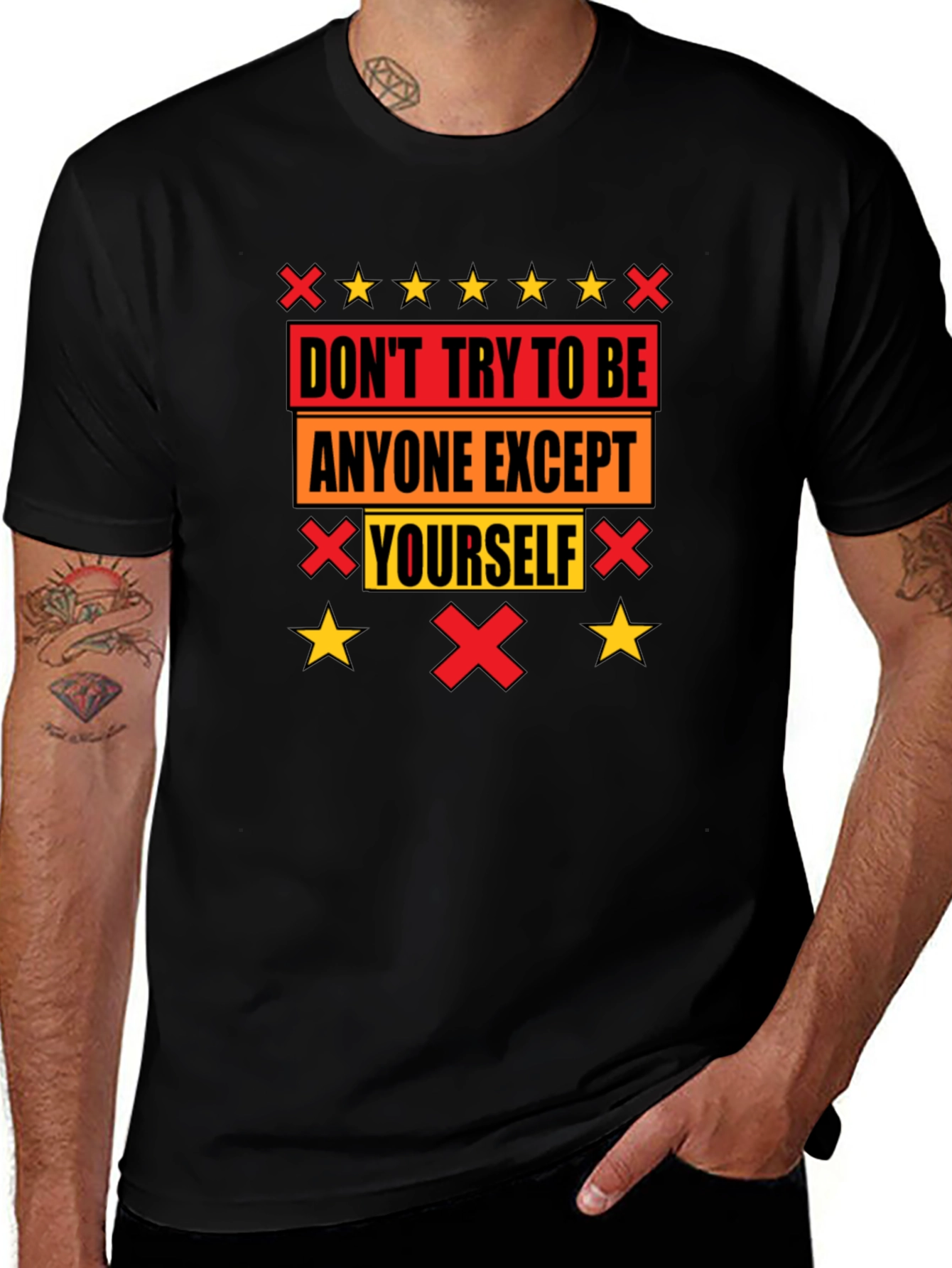 Variant 28 of Be Yourself Graphic Tee - Inspirational Black T-Shirt