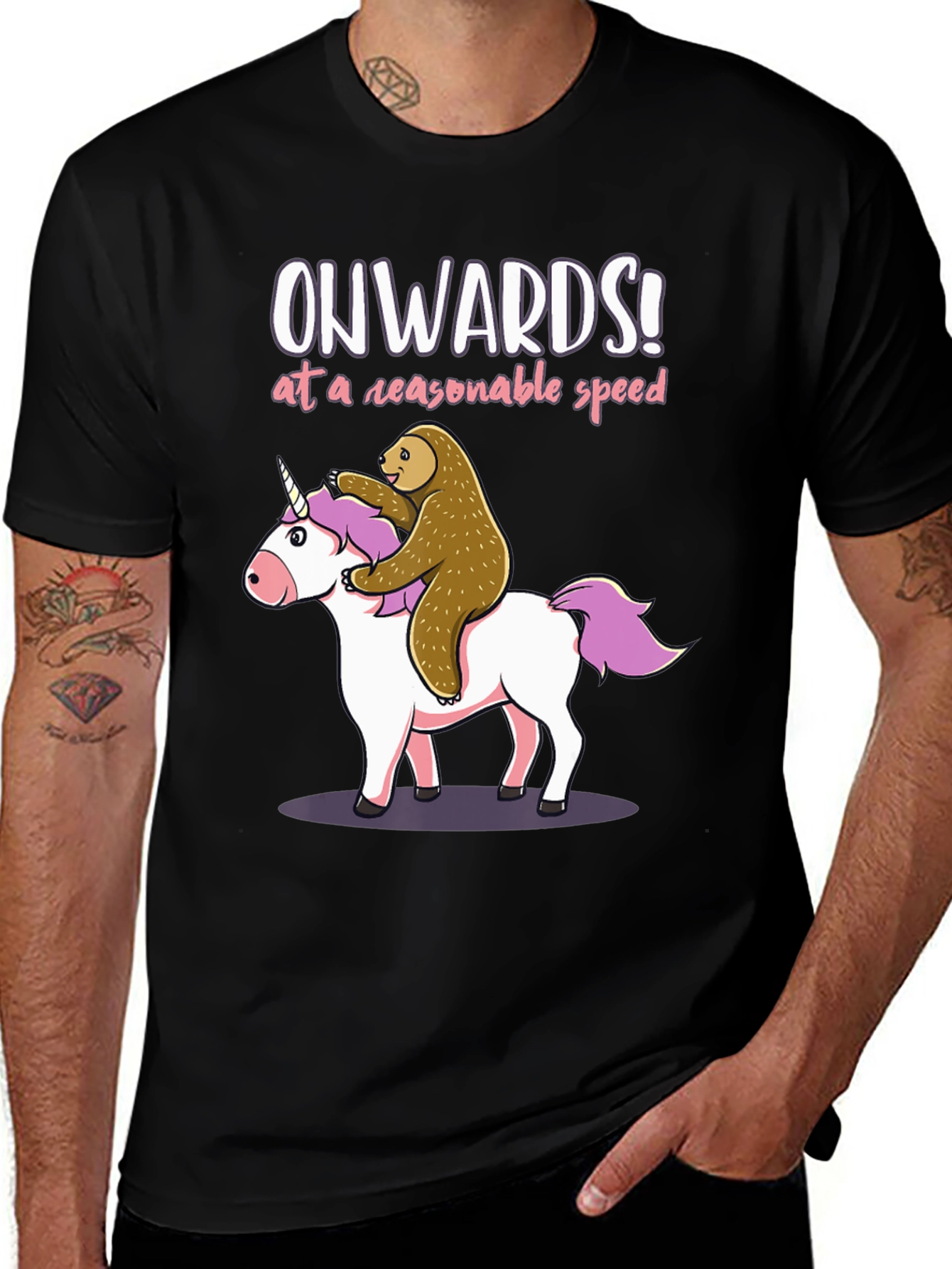 Variant 7 of Onwards Unicorn Sloth T-Shirt - Funny Graphic Tee