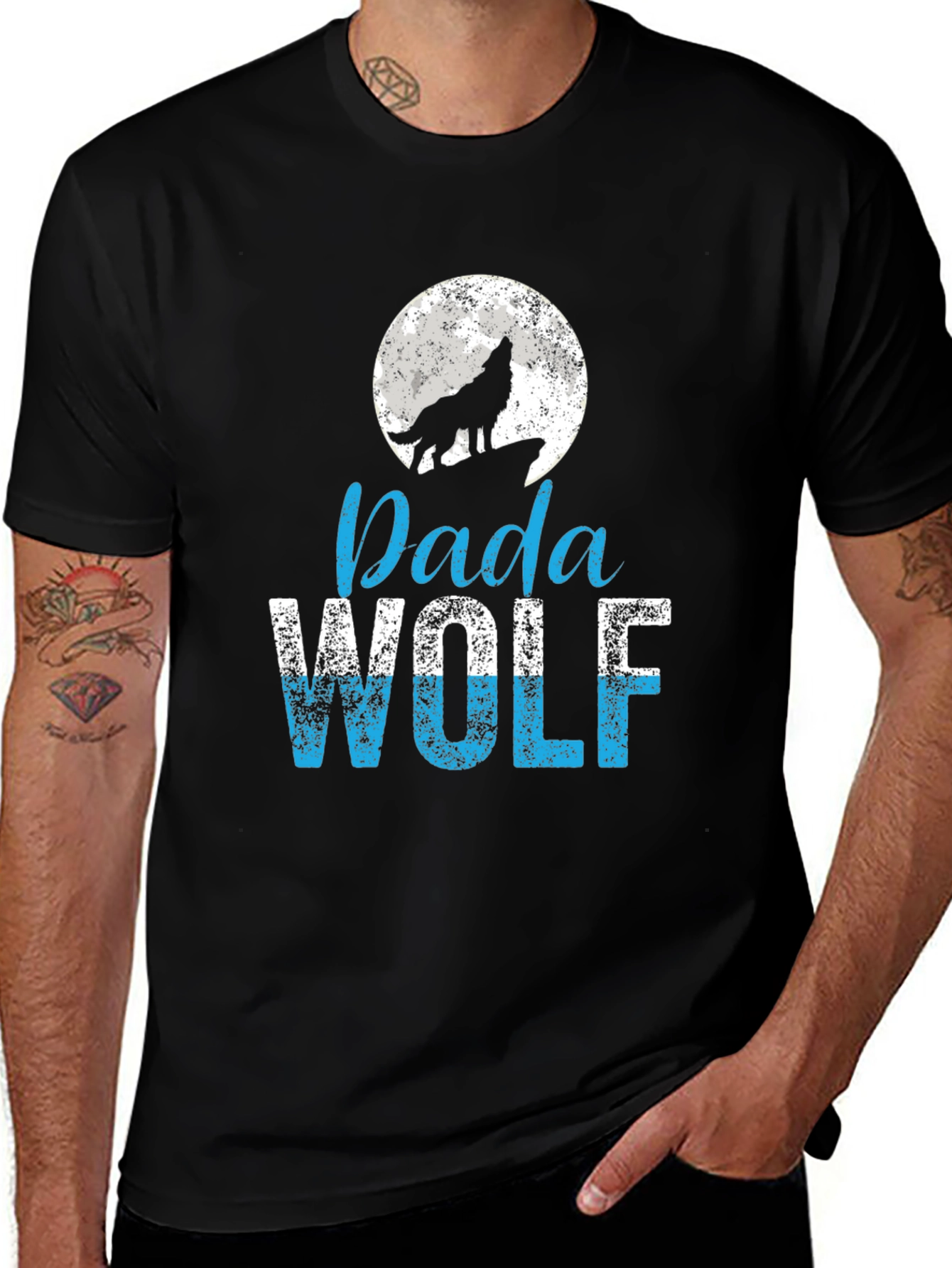 Variant 29 of Dada Wolf T-Shirt - Moon Howling Wolf Design