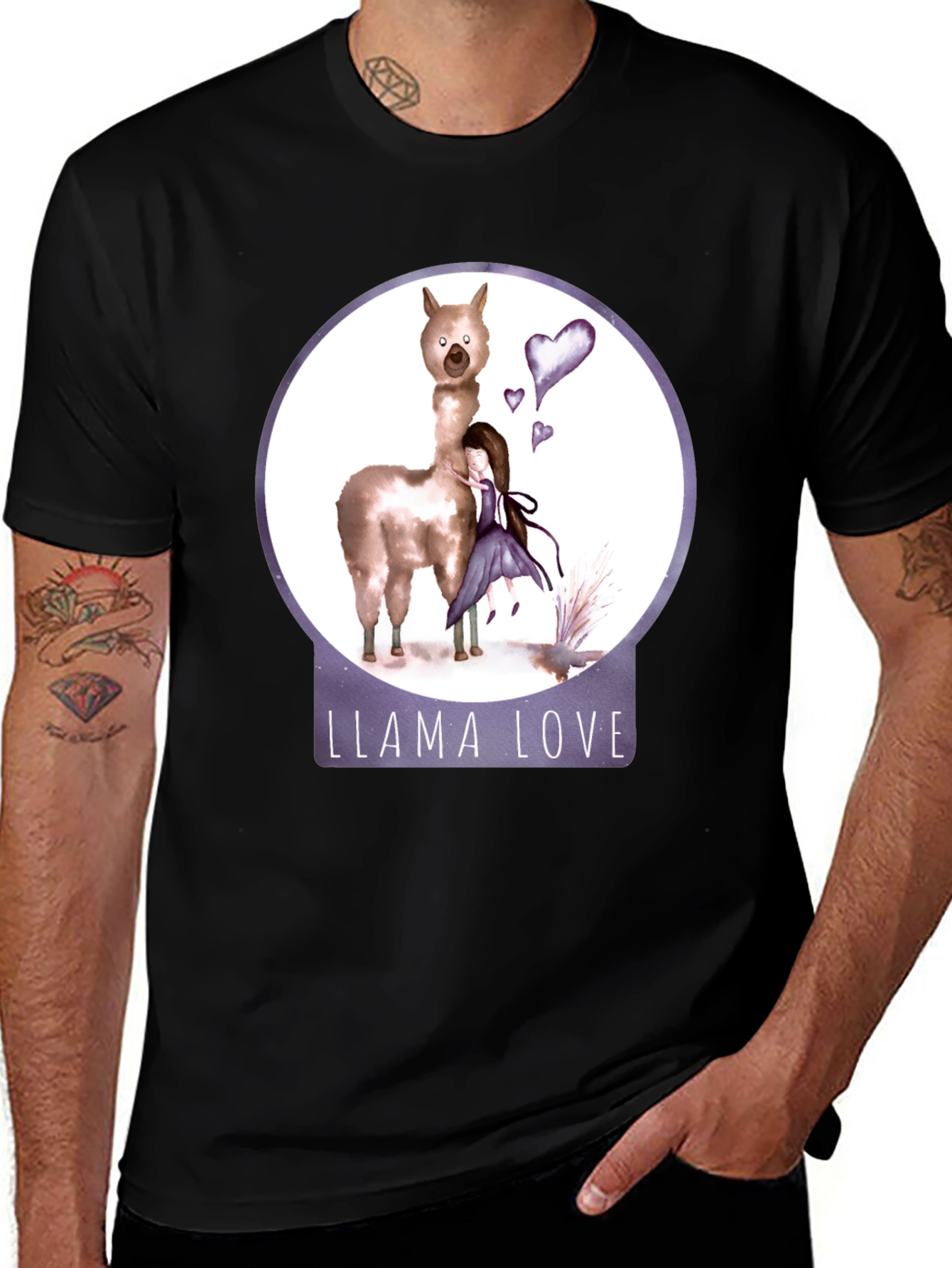 Llama Love Graphic T-Shirt, Cute Animal Tee