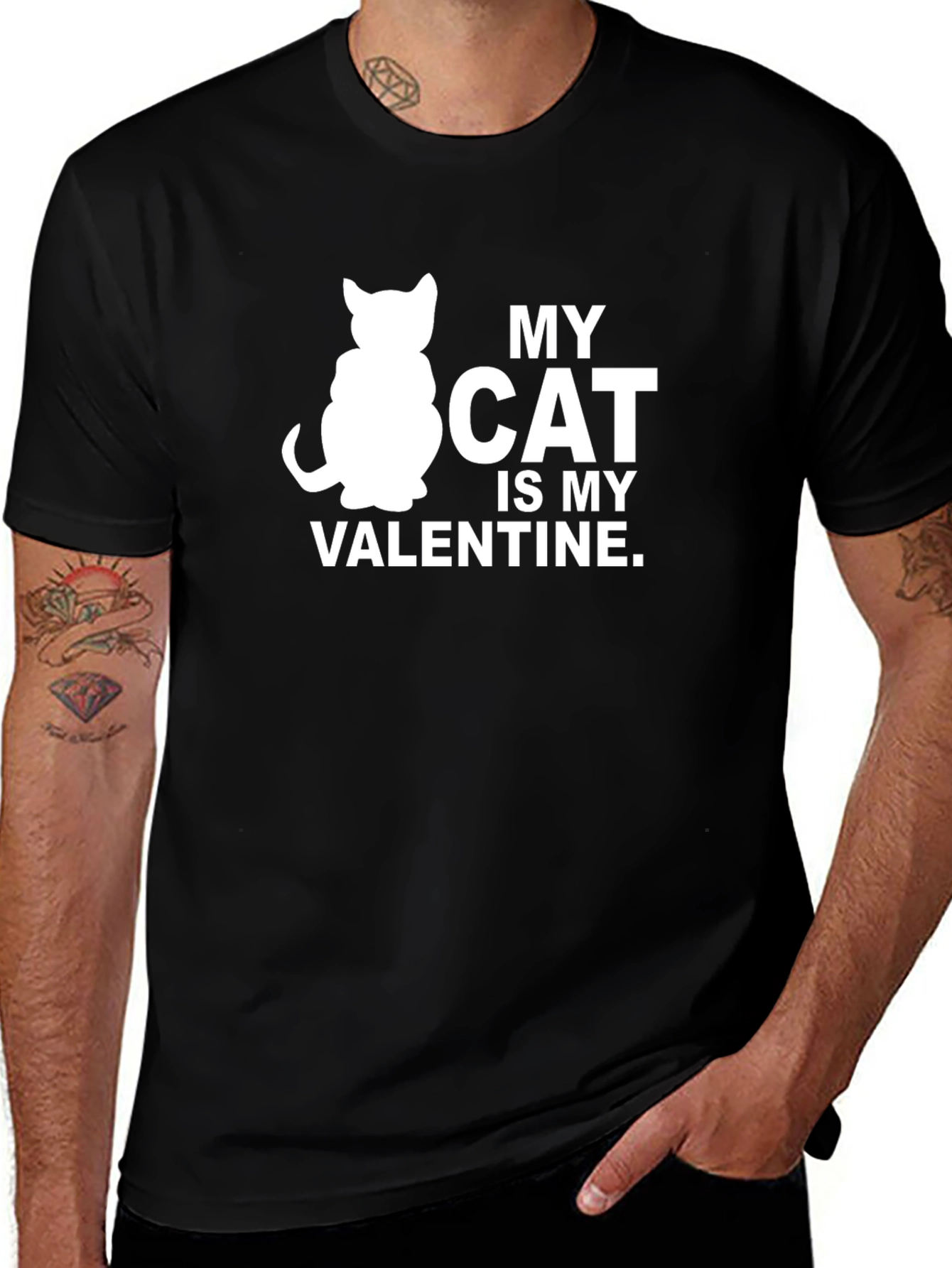 Variant 15 of My Cat is My Valentine T-Shirt - Black