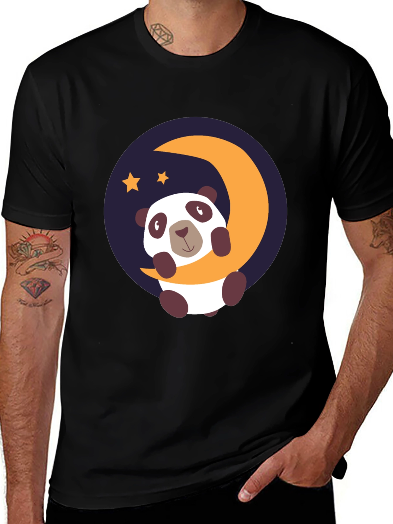 Variant 16 of Cute Panda Moon Graphic Tee - Soft Cotton Comfort