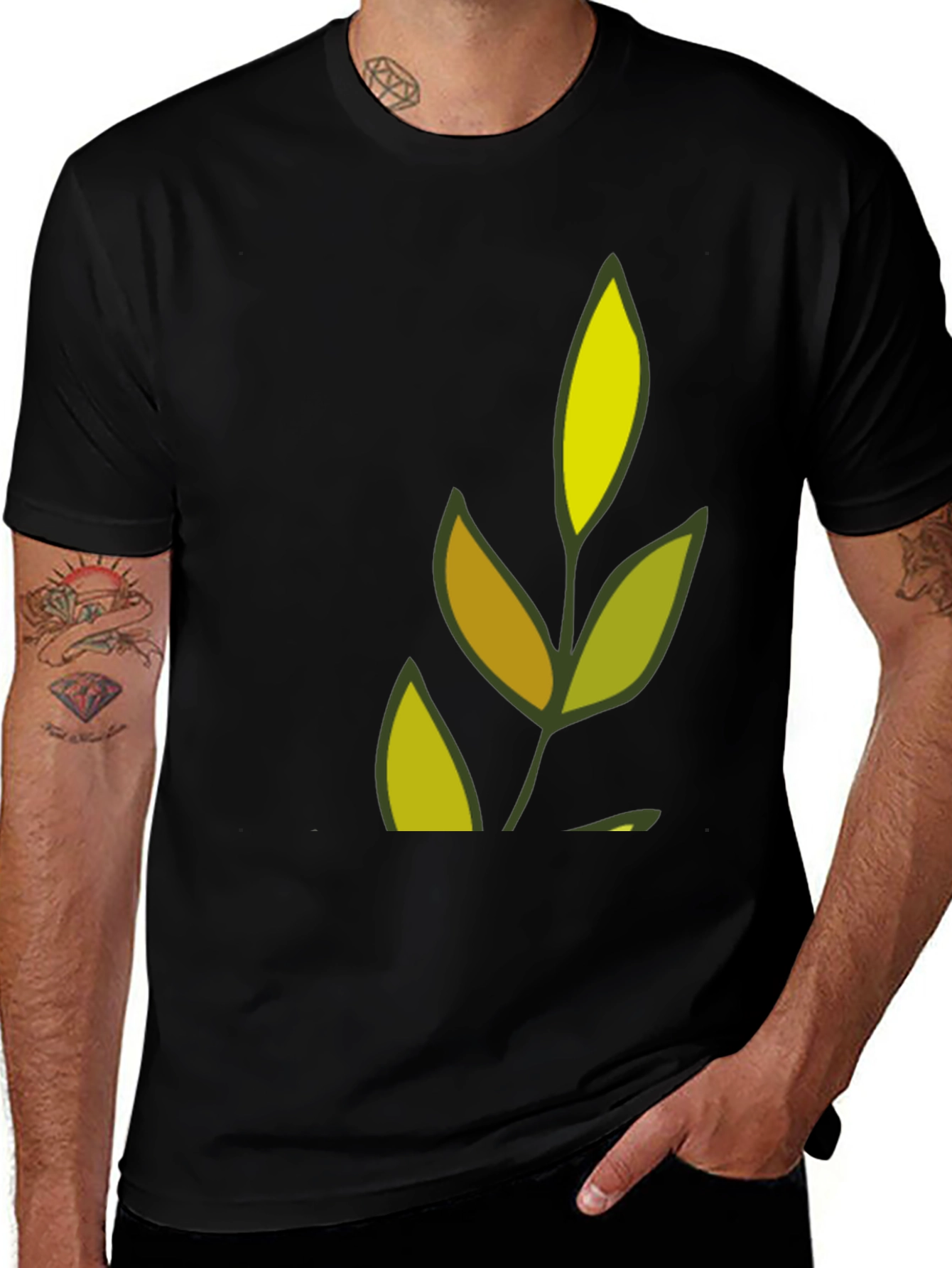 Variant 5 of Nature Leaf Graphic Black T-Shirt