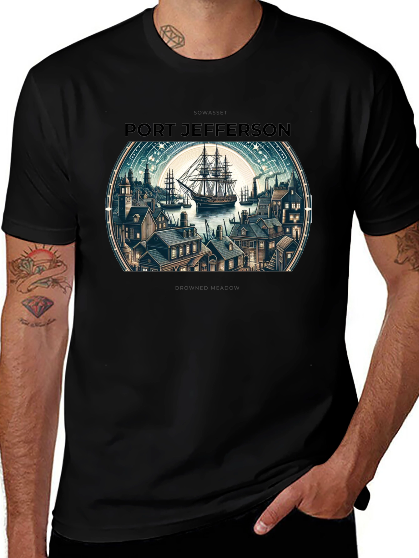 Variant 6 of Port Jefferson Graphic T-Shirt - Vintage Nautical Design