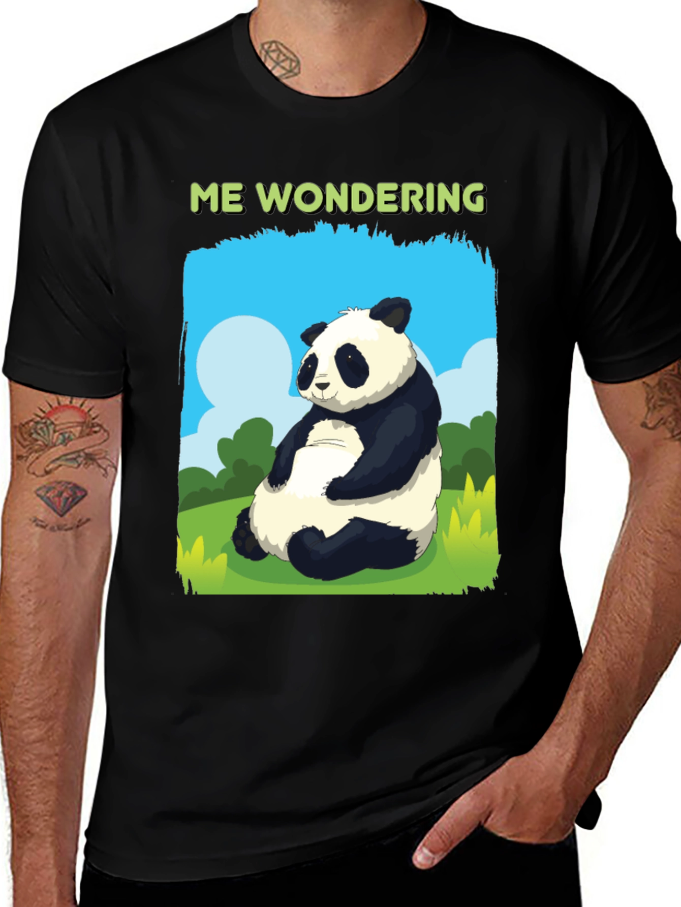 Variant 30 of Me Wondering Panda Graphic T-Shirt