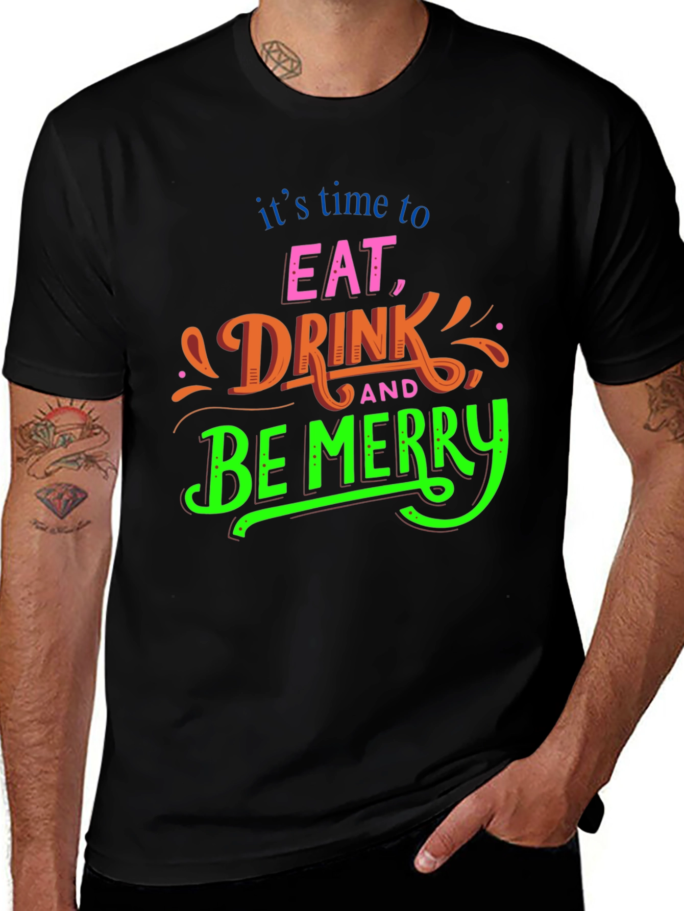 Variant 19 of Eat, Drink & Be Merry T-Shirt - Holiday Festive Fun!