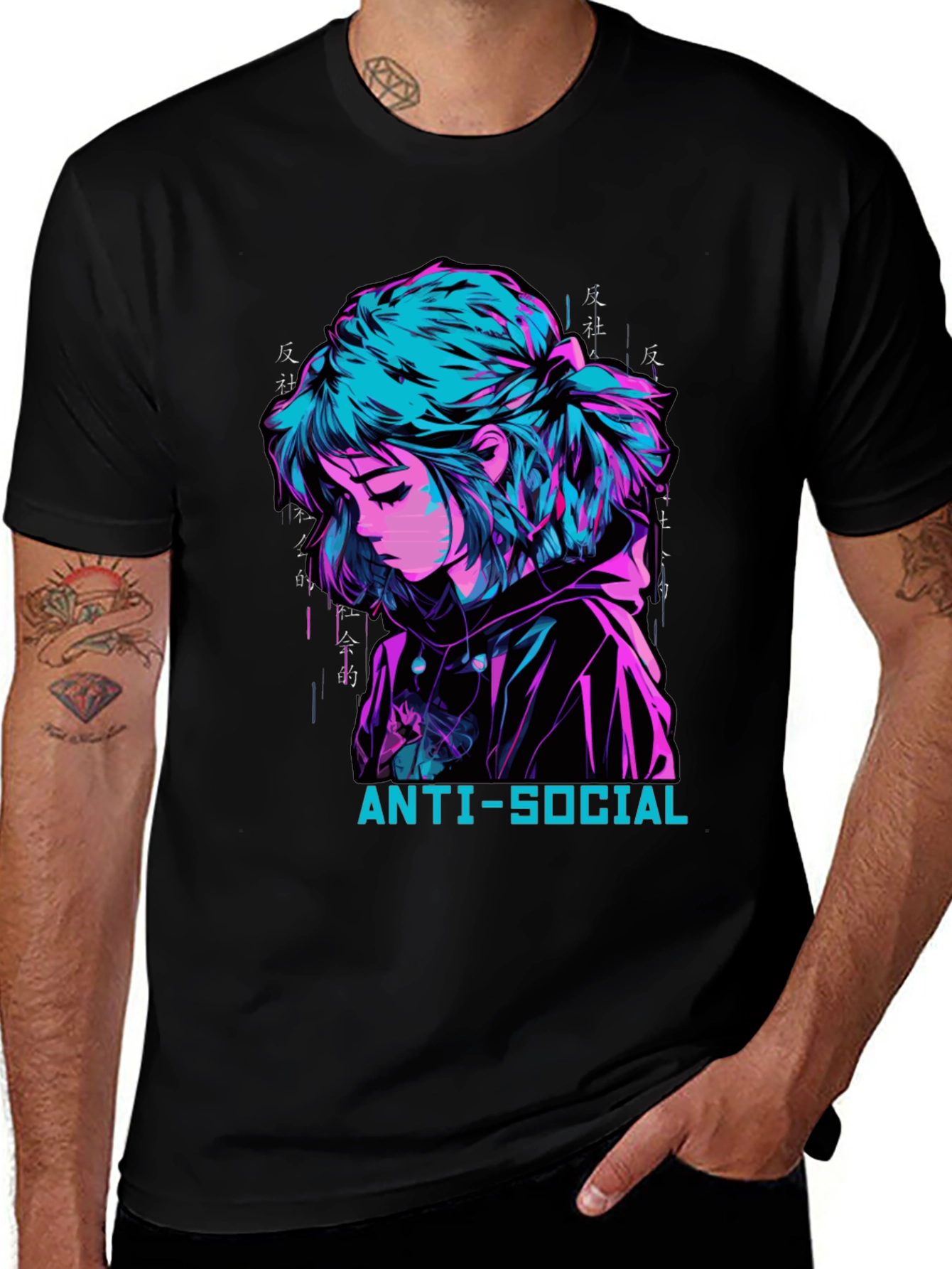 Variant 5 of Anti-Social Anime Girl Graphic Tee