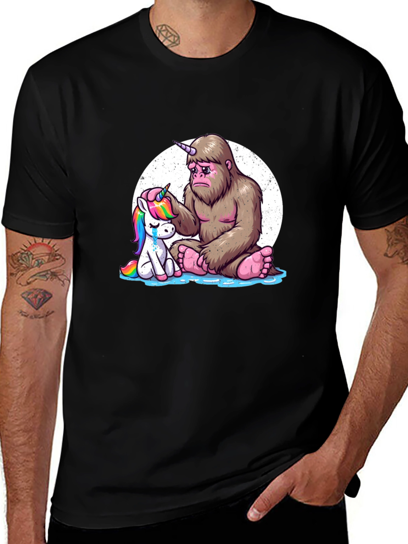 Variant 8 of Sad Bigfoot & Unicorn Graphic T-Shirt