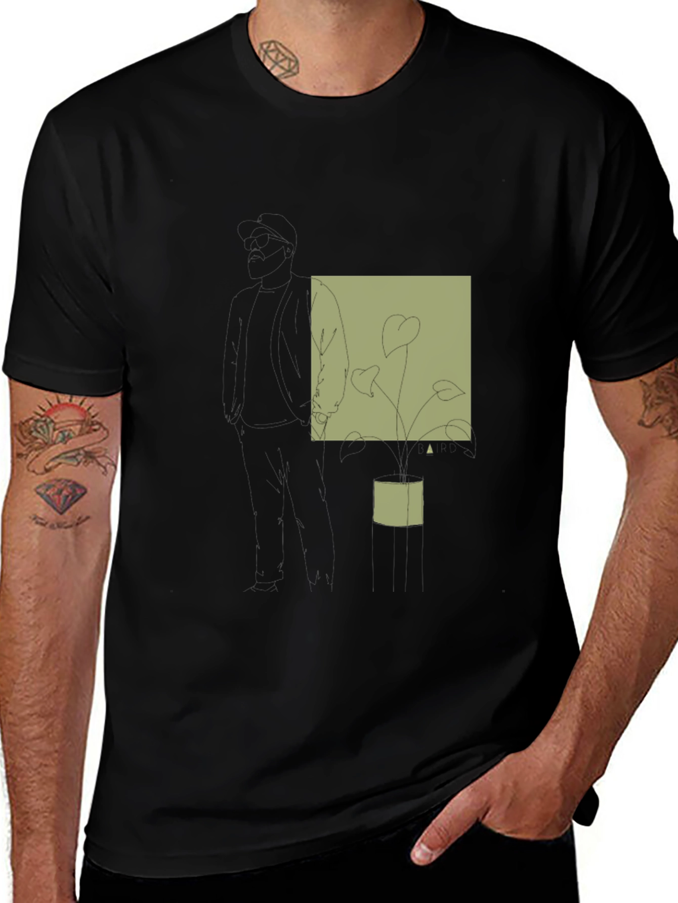Variant 25 of Abstract Plant Print Black T-Shirt