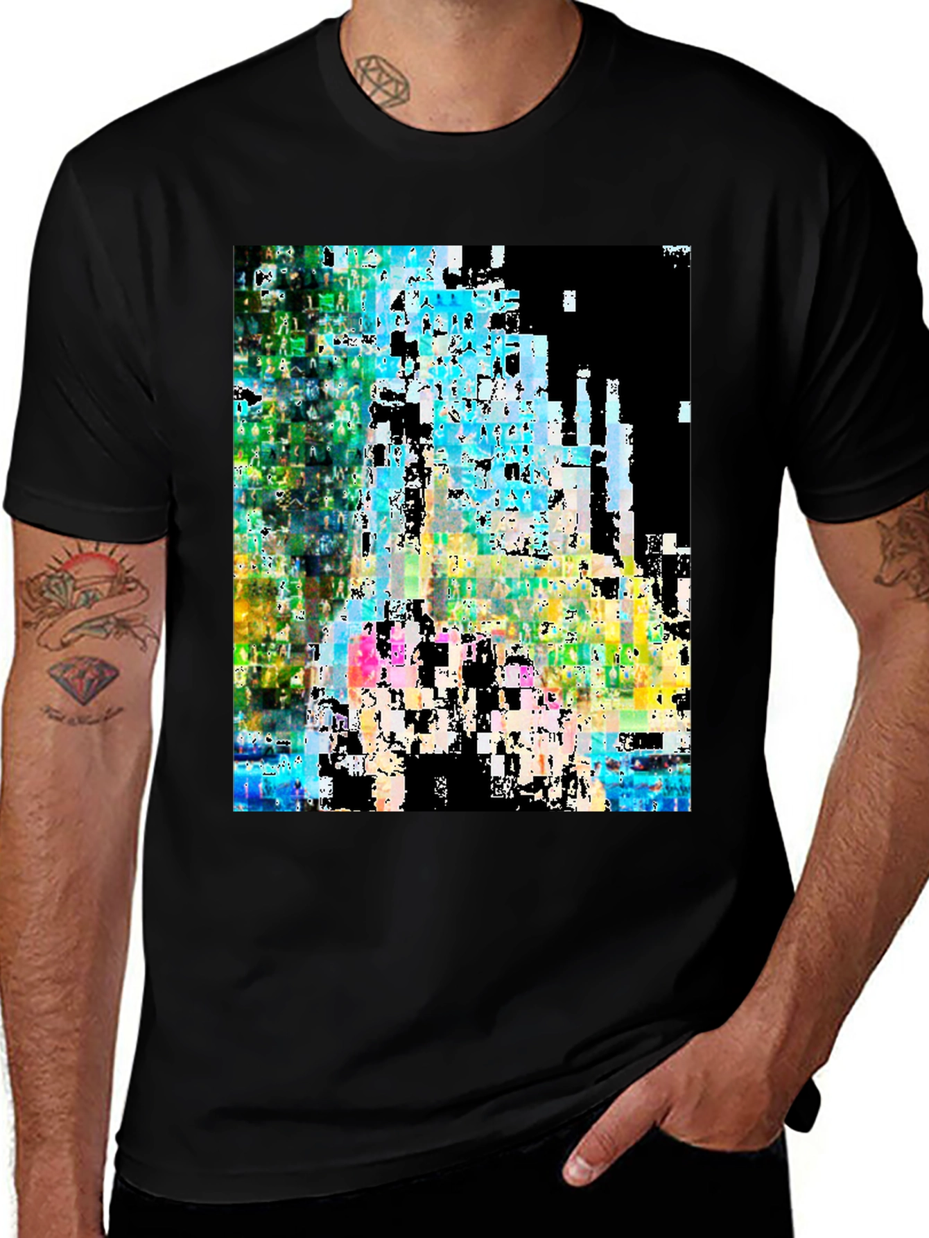 Variant 24 of Abstract Glitch Art Black T-Shirt