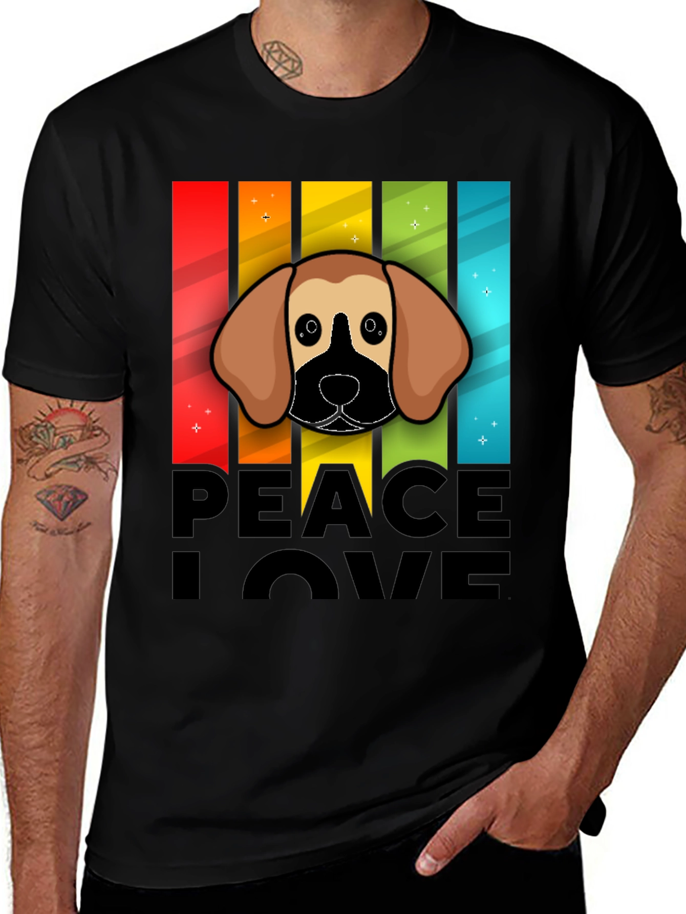 Variant 24 of Peace Love Dog T-Shirt, Cartoon Style