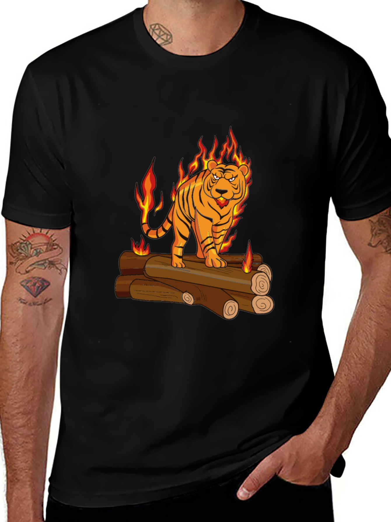 Variant 22 of Fiery Tiger Graphic Tee - Black