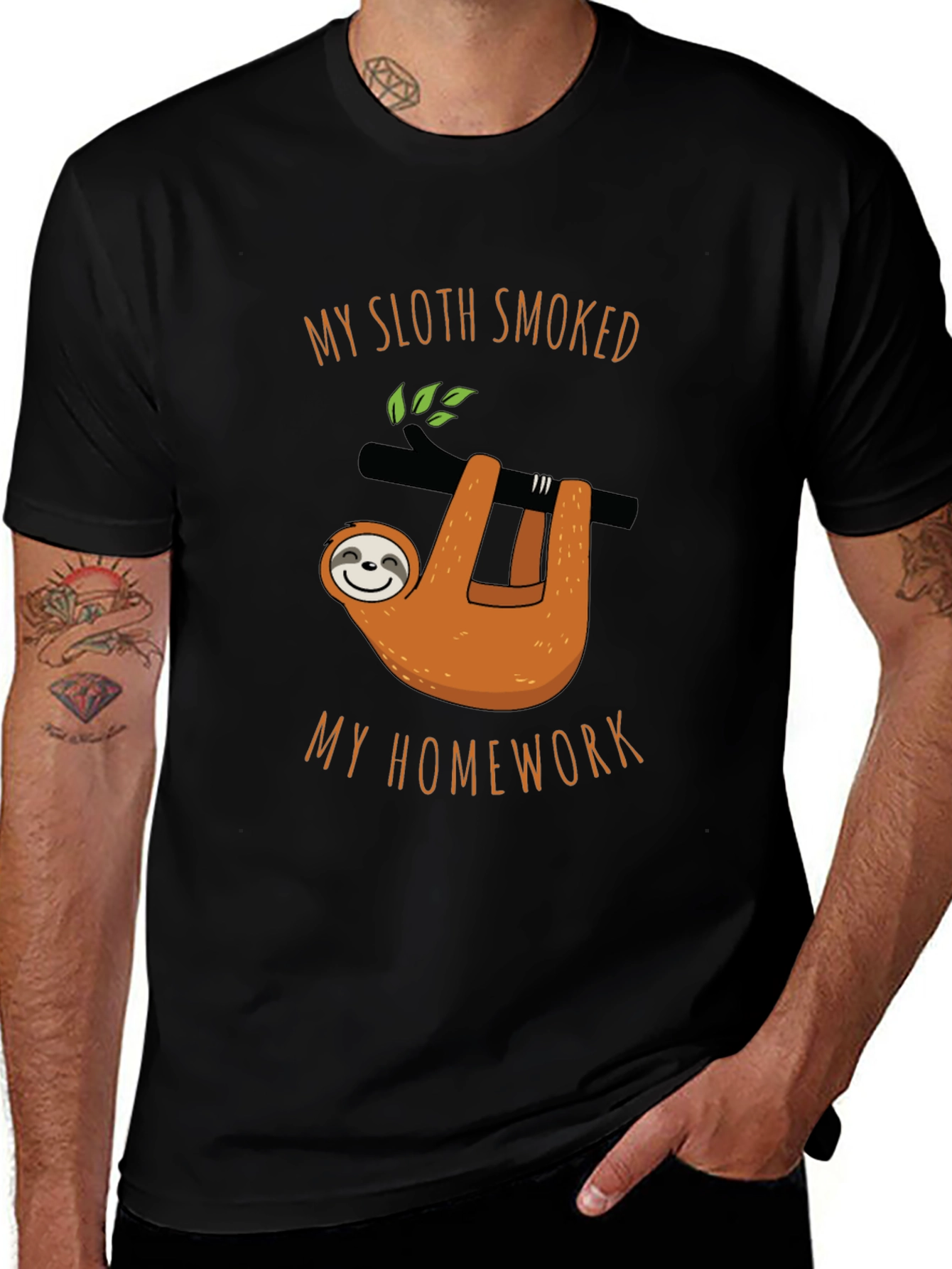 Variant 28 of My Sloth Smoked My Homework Black T-Shirt